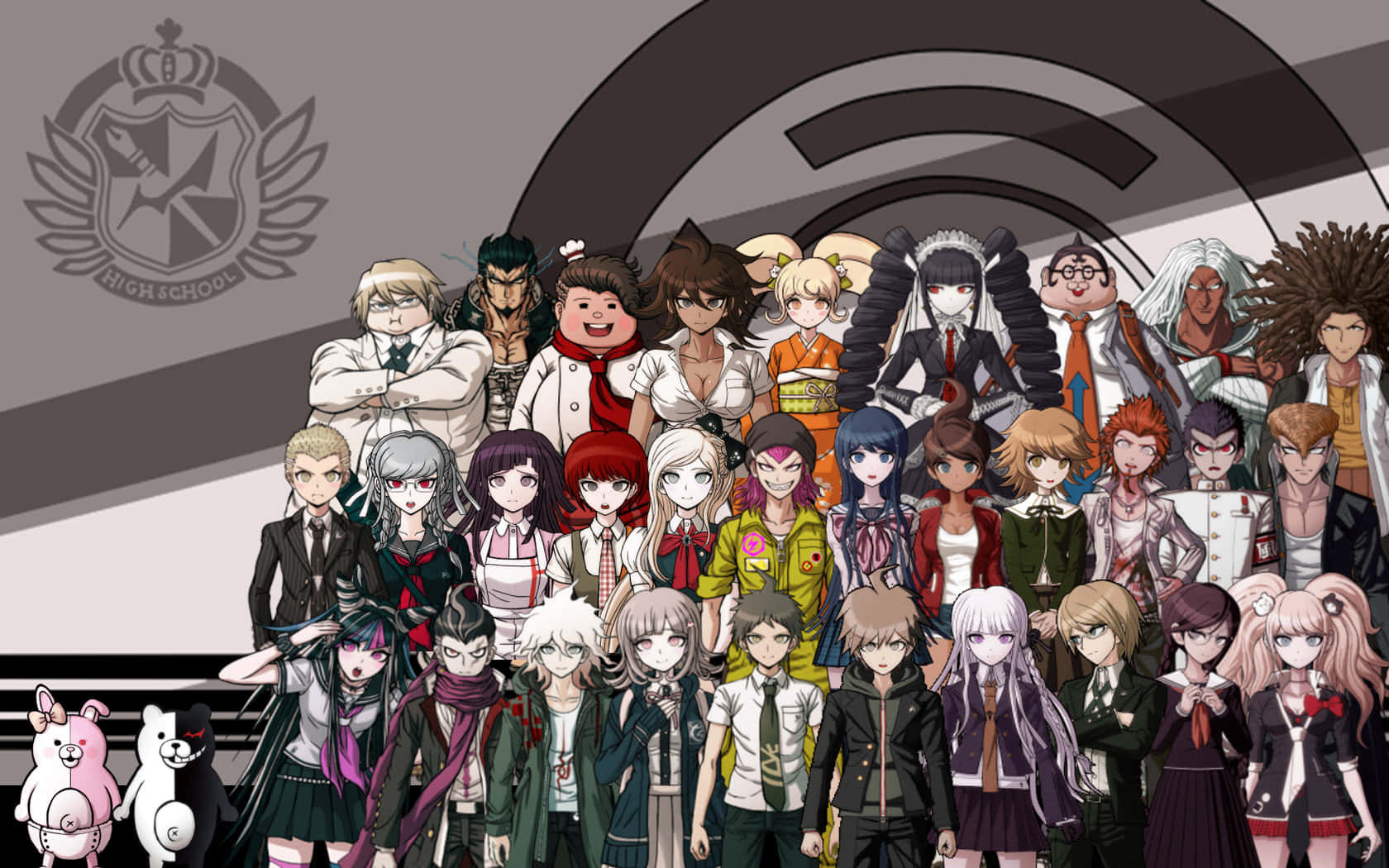 Danganronpa, high school students, mascots, HD Desktop Wallpaper