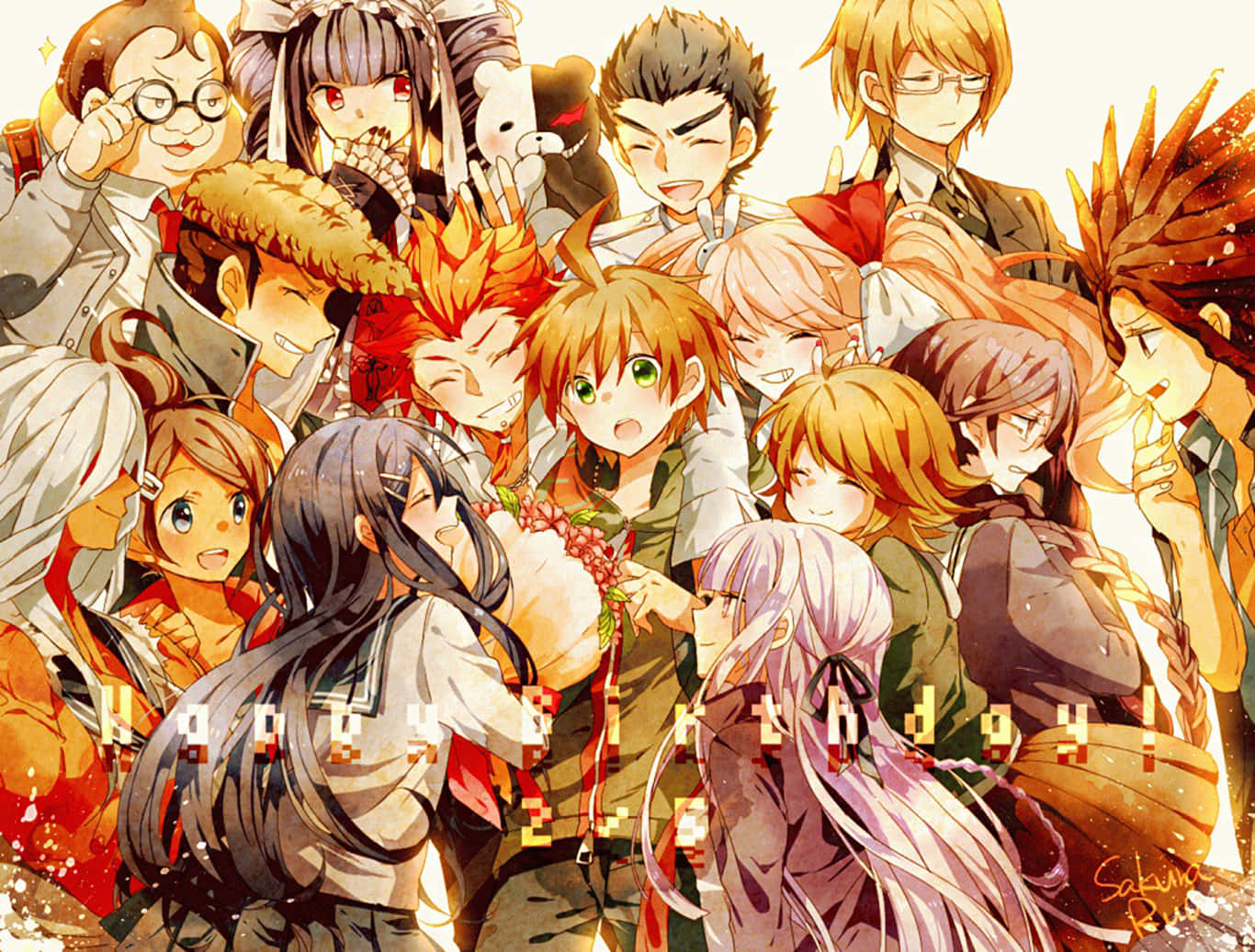 Danganronpa, group artwork, birthday celebration, HD Desktop Wallpaper