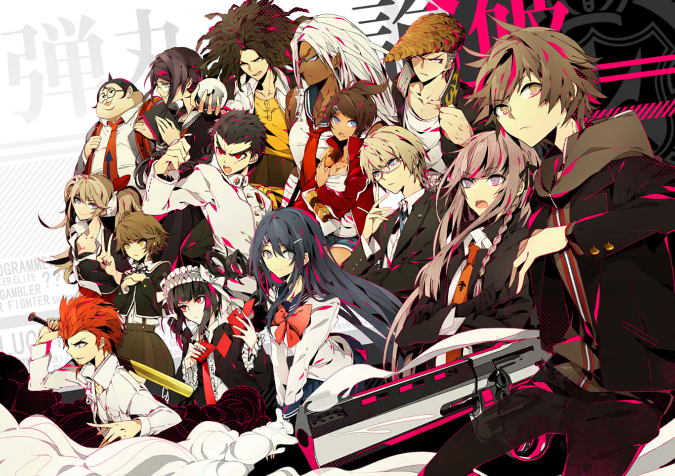 Danganronpa, characters group, school uniforms, HD Desktop Wallpaper