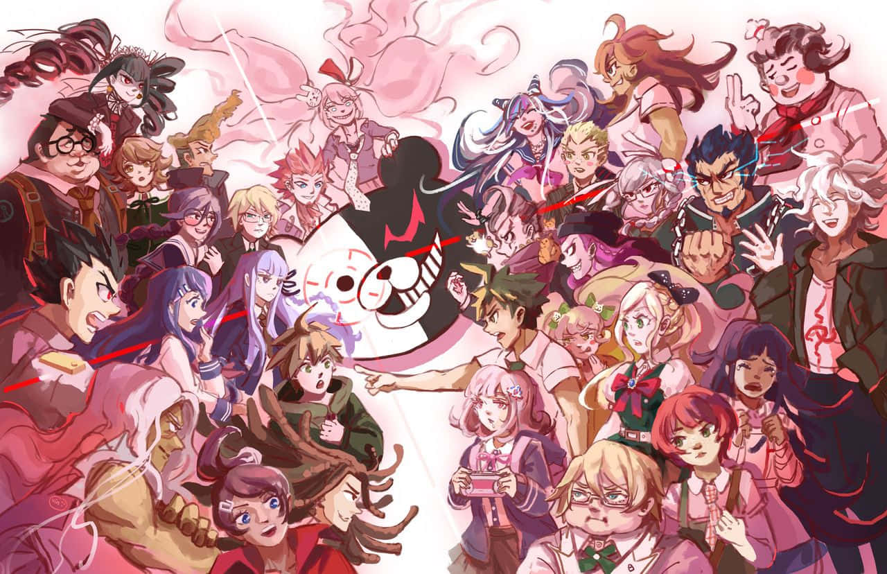 Danganronpa, character ensemble, anime illustration, HD Desktop Wallpaper