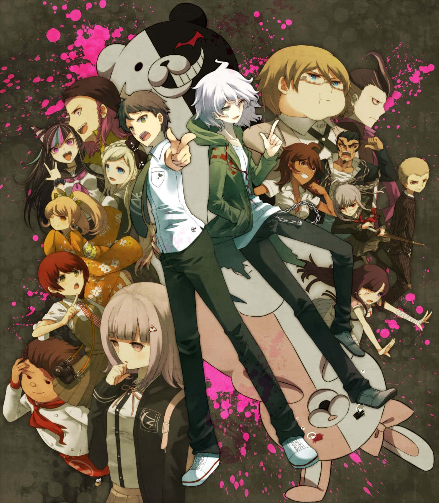 Danganronpa 2 Goodbye Despair, anime group portrait, diverse characters, HD Phone Wallpaper