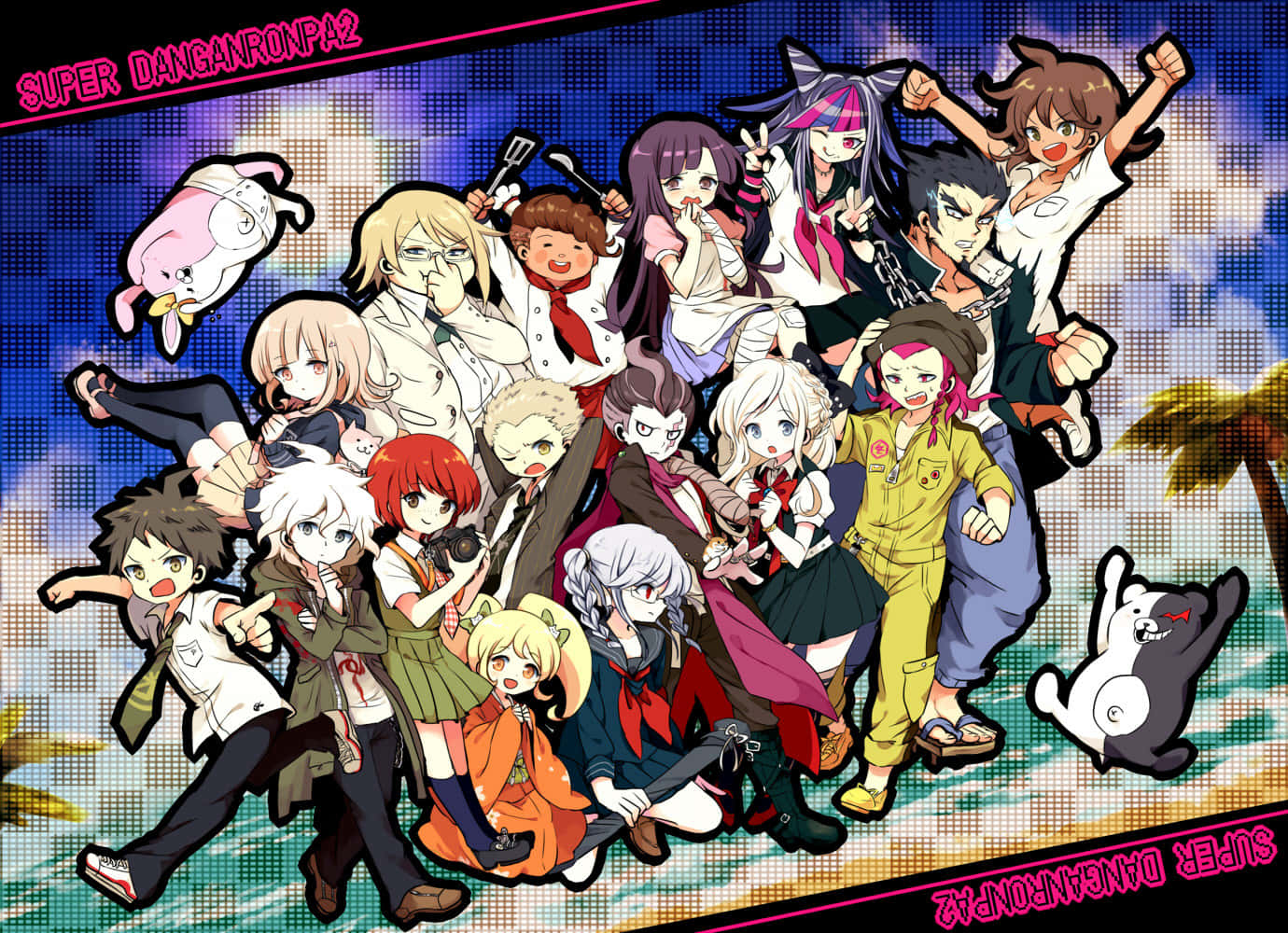 Danganronpa 2 Goodbye Despair, anime group of students, mascots, HD Desktop Wallpaper