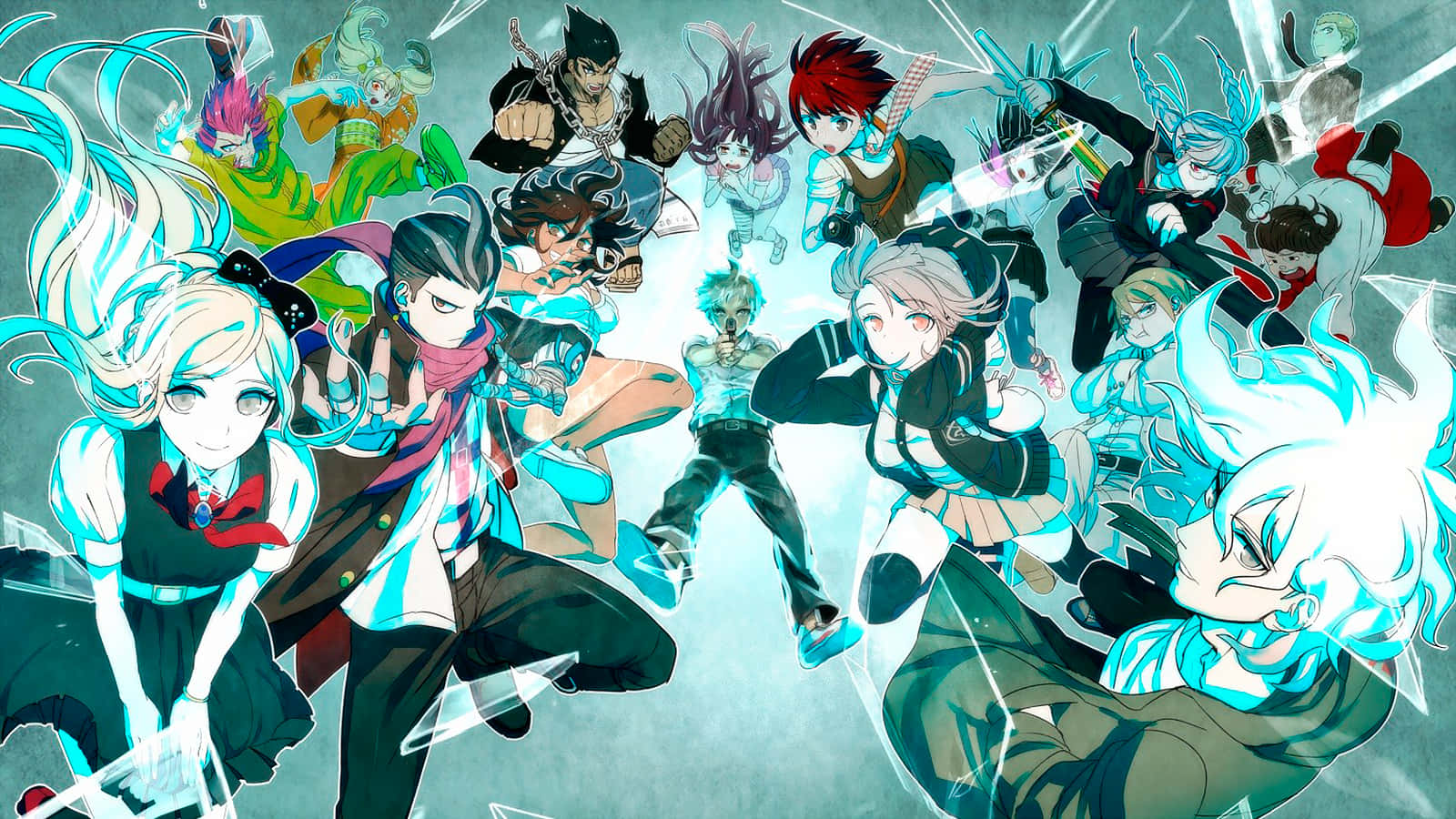 Danganronpa 2 Goodbye Despair, anime characters, glowing hair, HD Desktop Wallpaper