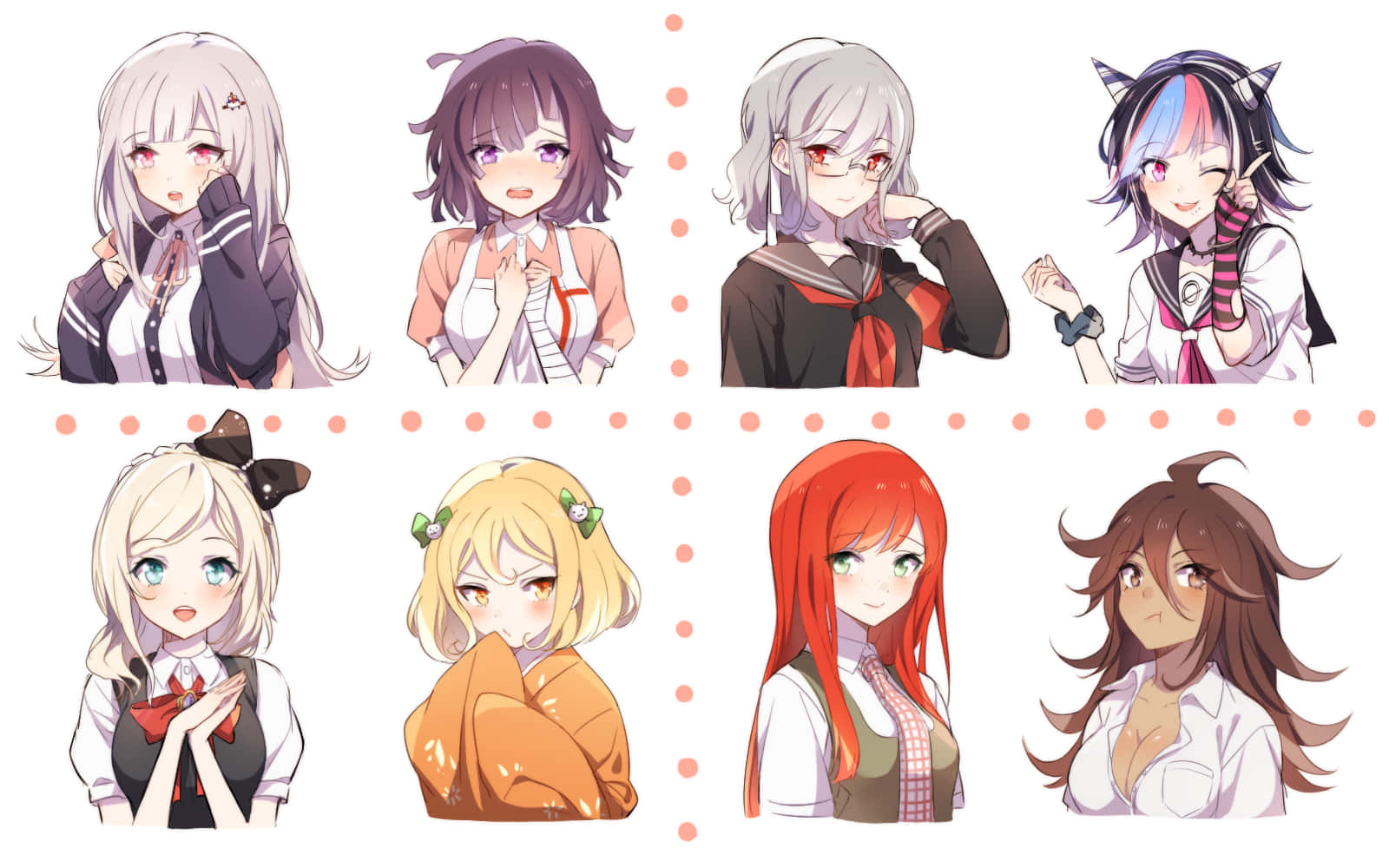 Danganronpa 2 Goodbye Despair, anime girls, school uniforms, HD Desktop Wallpaper