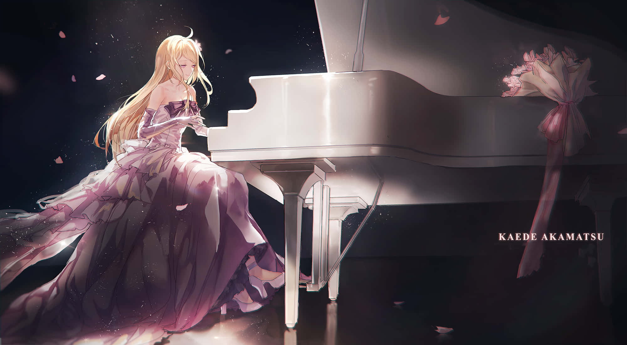 Danganronpa V3, blonde anime girl, purple gown, Full HD Desktop Wallpaper