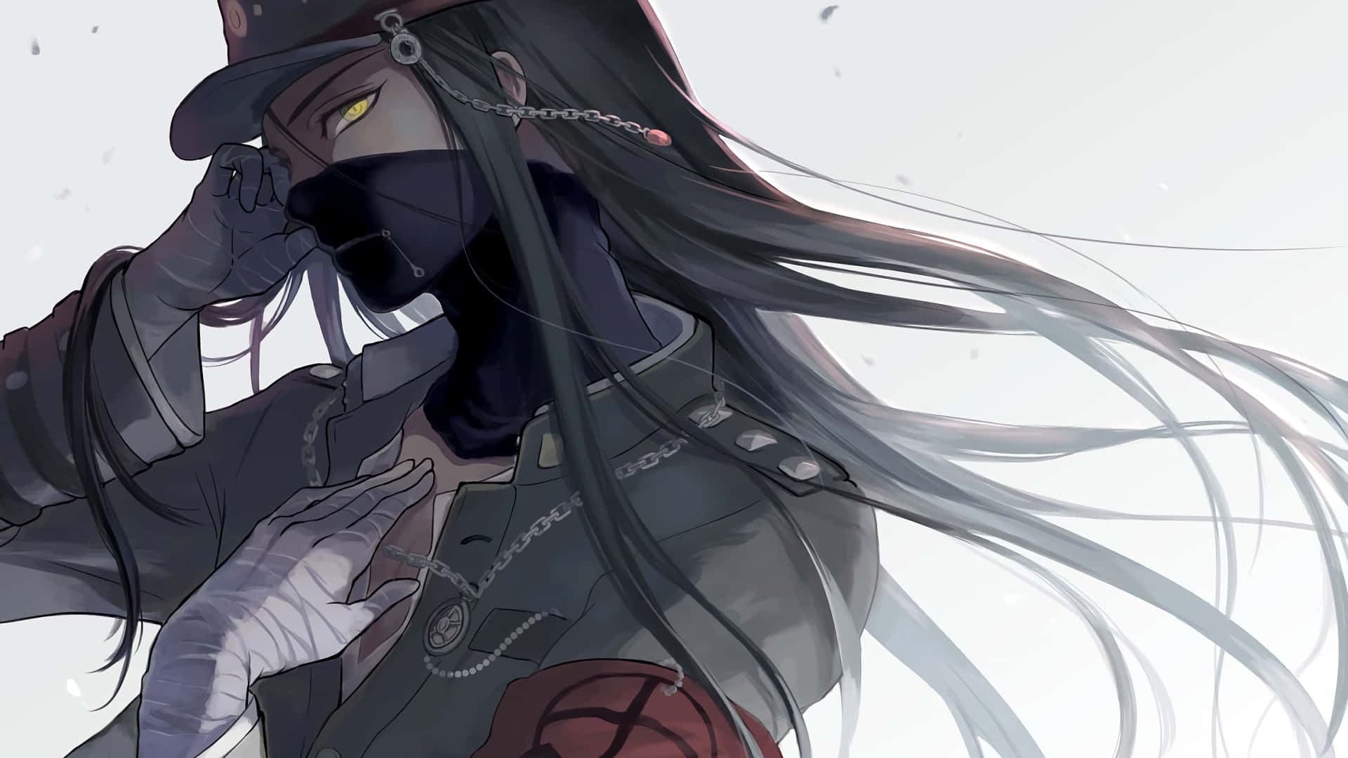 Danganronpa V3, long dark hair, glowing yellow eyes, Full HD Desktop Wallpaper