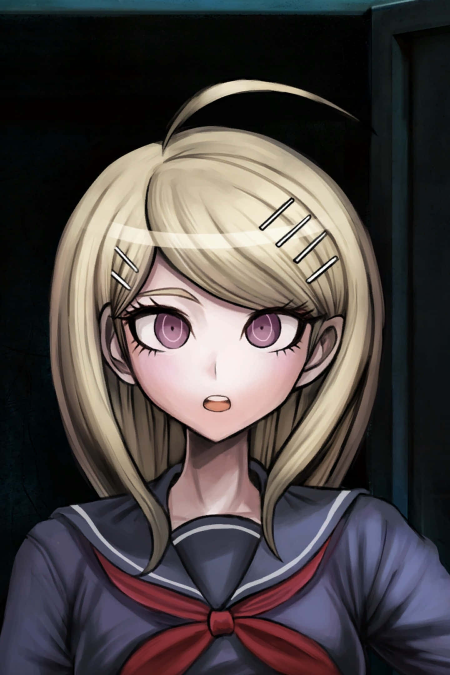 Danganronpa V3, sailor uniform, purple eyes, Full HD Phone Wallpaper