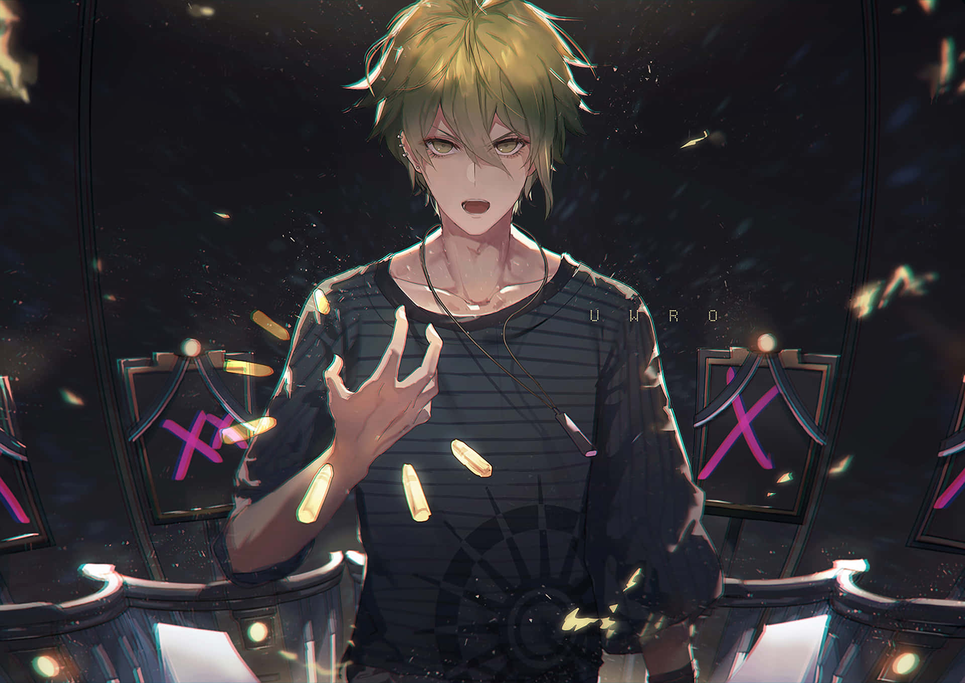Danganronpa V3, blonde hair, spiky blonde hair, Full HD Desktop Wallpaper
