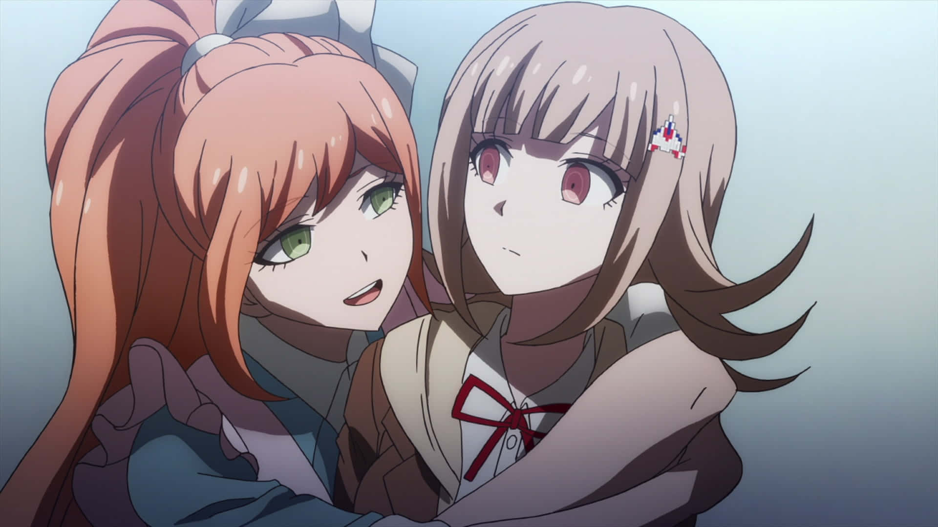 Danganronpa V3, pink hair, green red eyes, Full HD Desktop Wallpaper