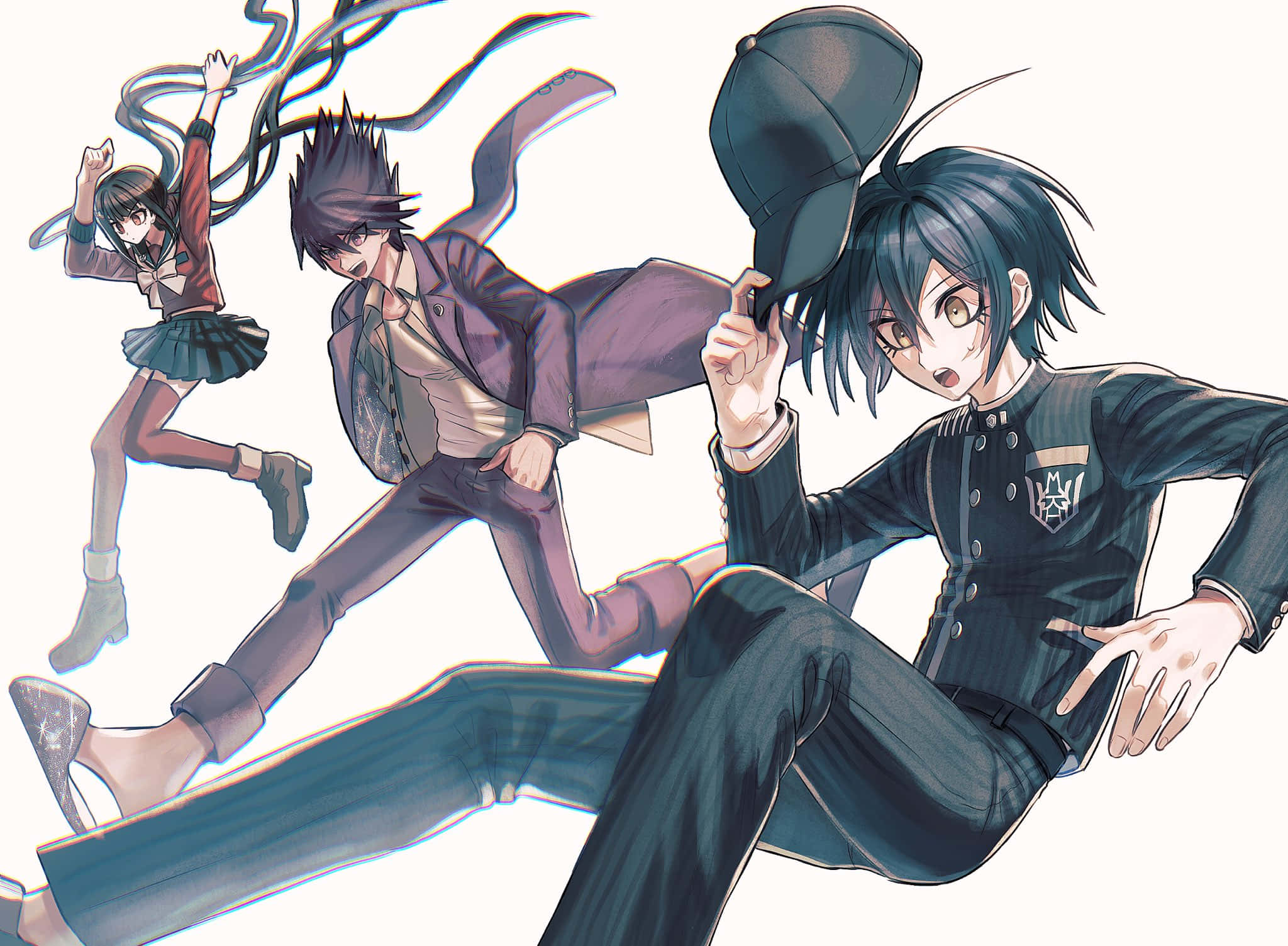 Danganronpa V3, anime characters, dynamic poses, Full HD Desktop Wallpaper
