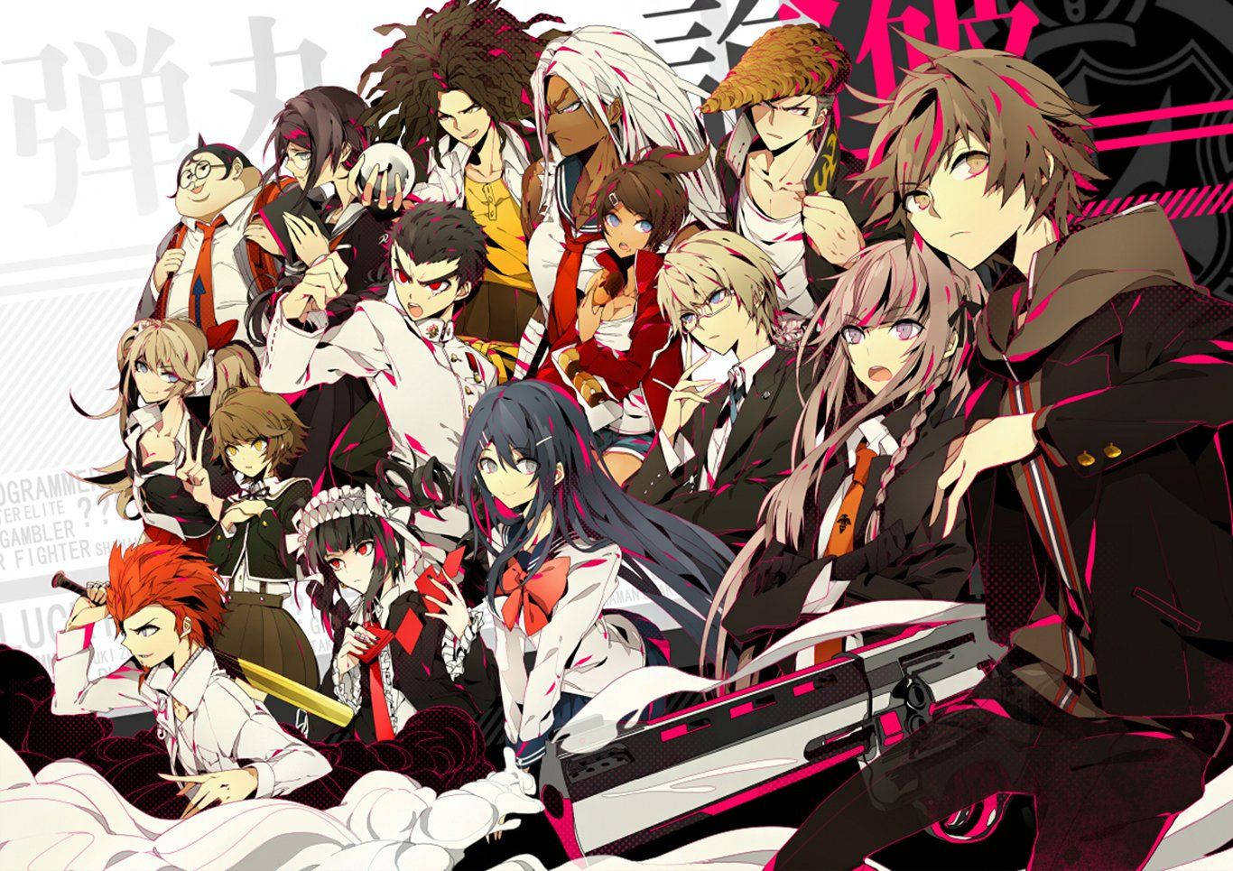 Danganronpa, anime group of students, school uniforms, HD Desktop Wallpaper
