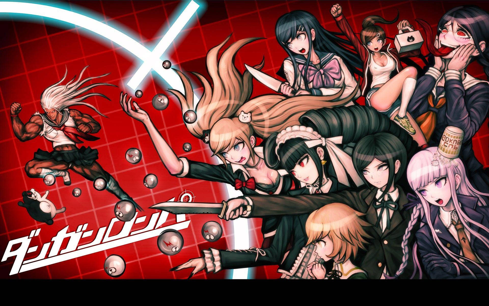 Danganronpa, anime characters, school uniforms, Full HD Desktop Wallpaper