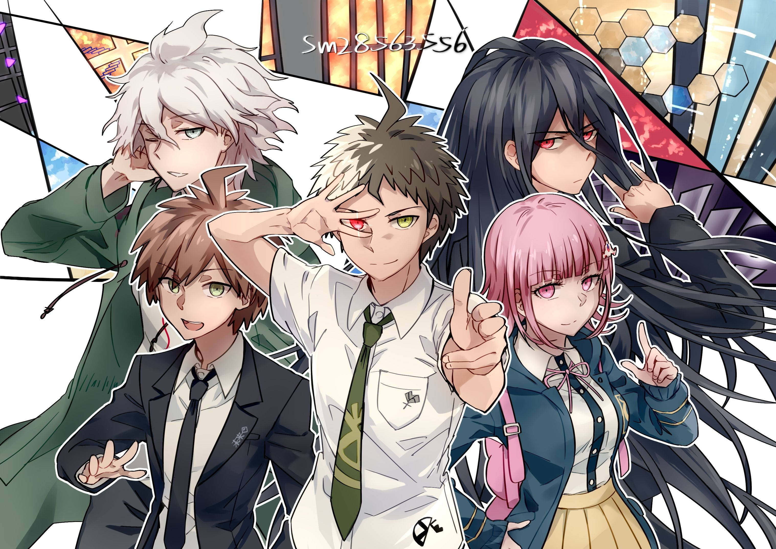 Danganronpa, school uniforms, anime characters, 2K Desktop Wallpaper