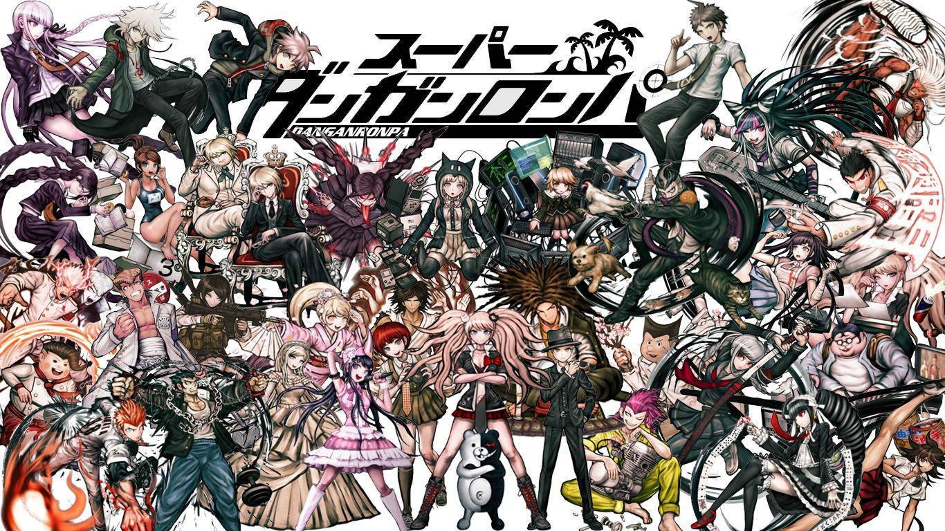 Danganronpa, anime collage, dozens of characters, HD Desktop Wallpaper