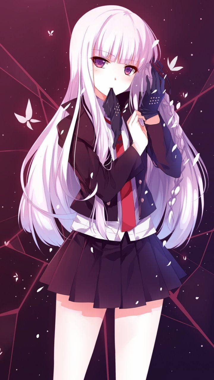 Danganronpa, white hair, purple eyes, HD Phone Wallpaper
