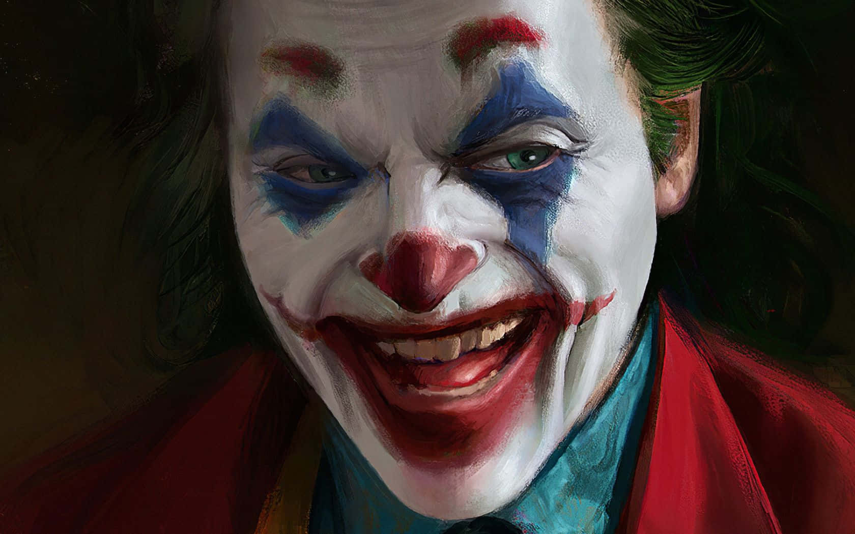 Joker, white face paint, blue triangles, HD Desktop Wallpaper