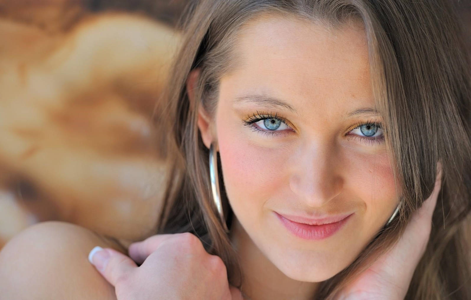 Dani Daniels, blue eyes, brown hair, HD Desktop Wallpaper