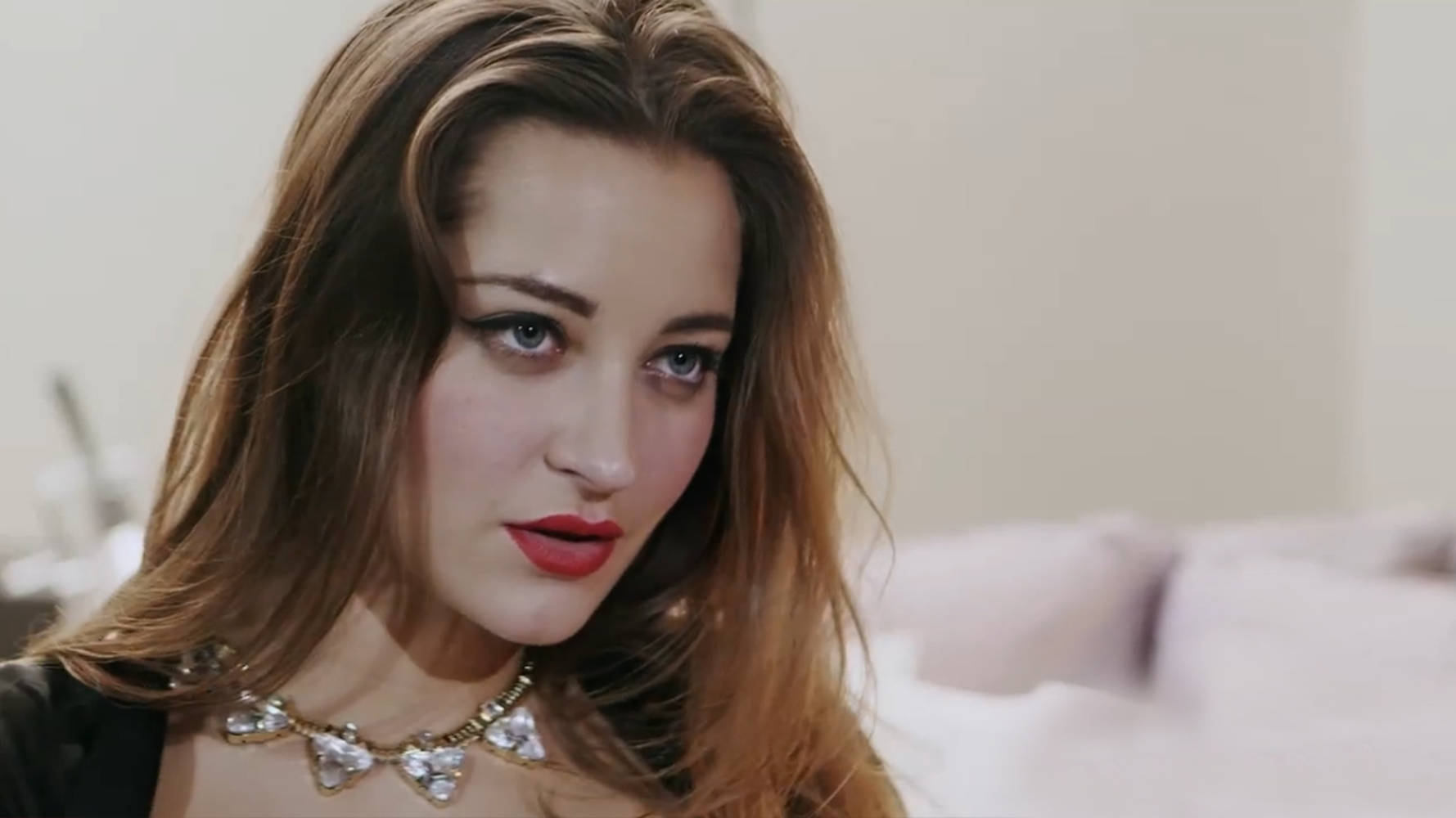 Dani Daniels, long brown hair, red lipstick, HD Desktop Wallpaper
