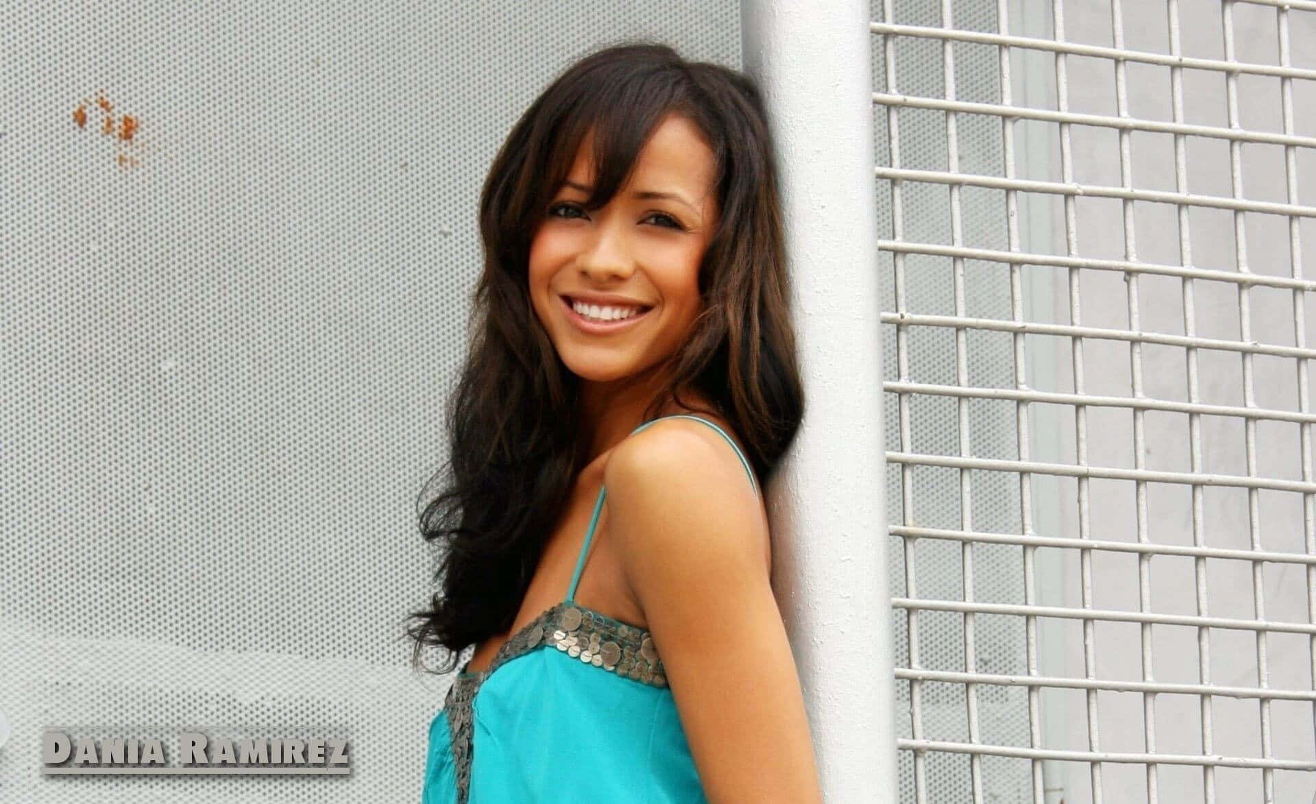 Dania Ramirez, long dark hair, textured gray wall, Full HD Desktop Wallpaper