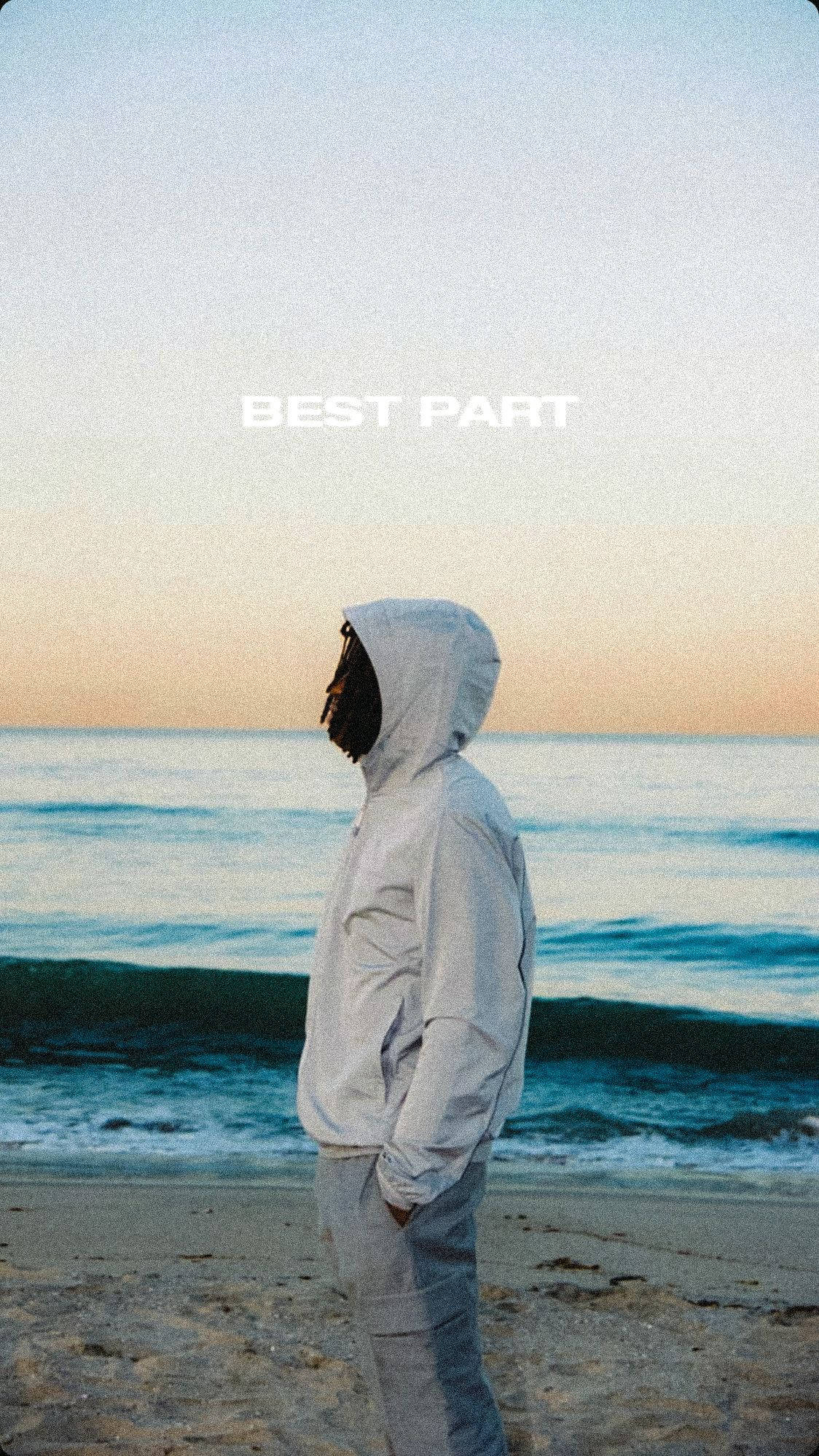 Daniel Caesar, white hoodie, beach, Full HD Phone Wallpaper