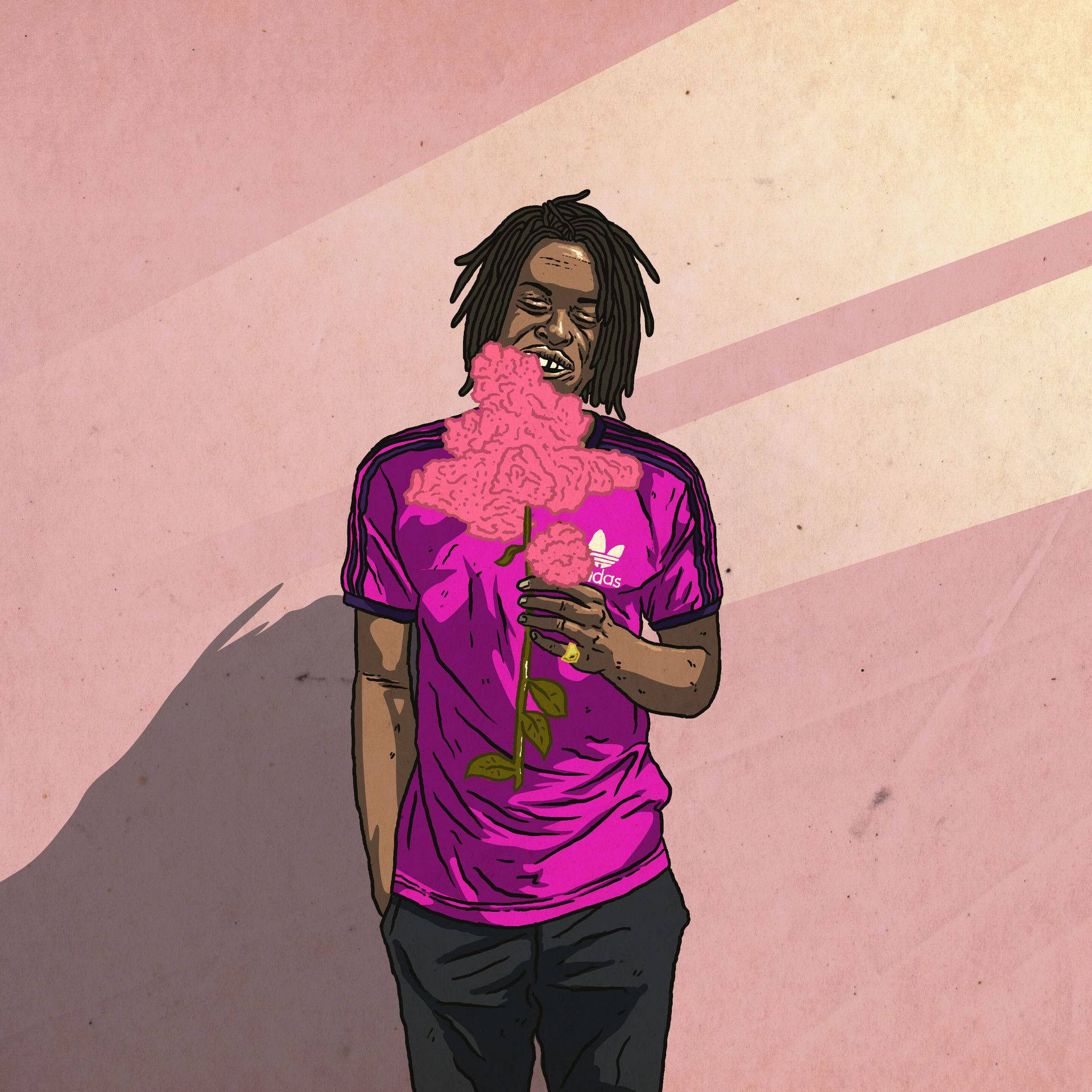 Daniel Caesar, dreadlocks, purple Adidas shirt, Full HD Desktop Wallpaper