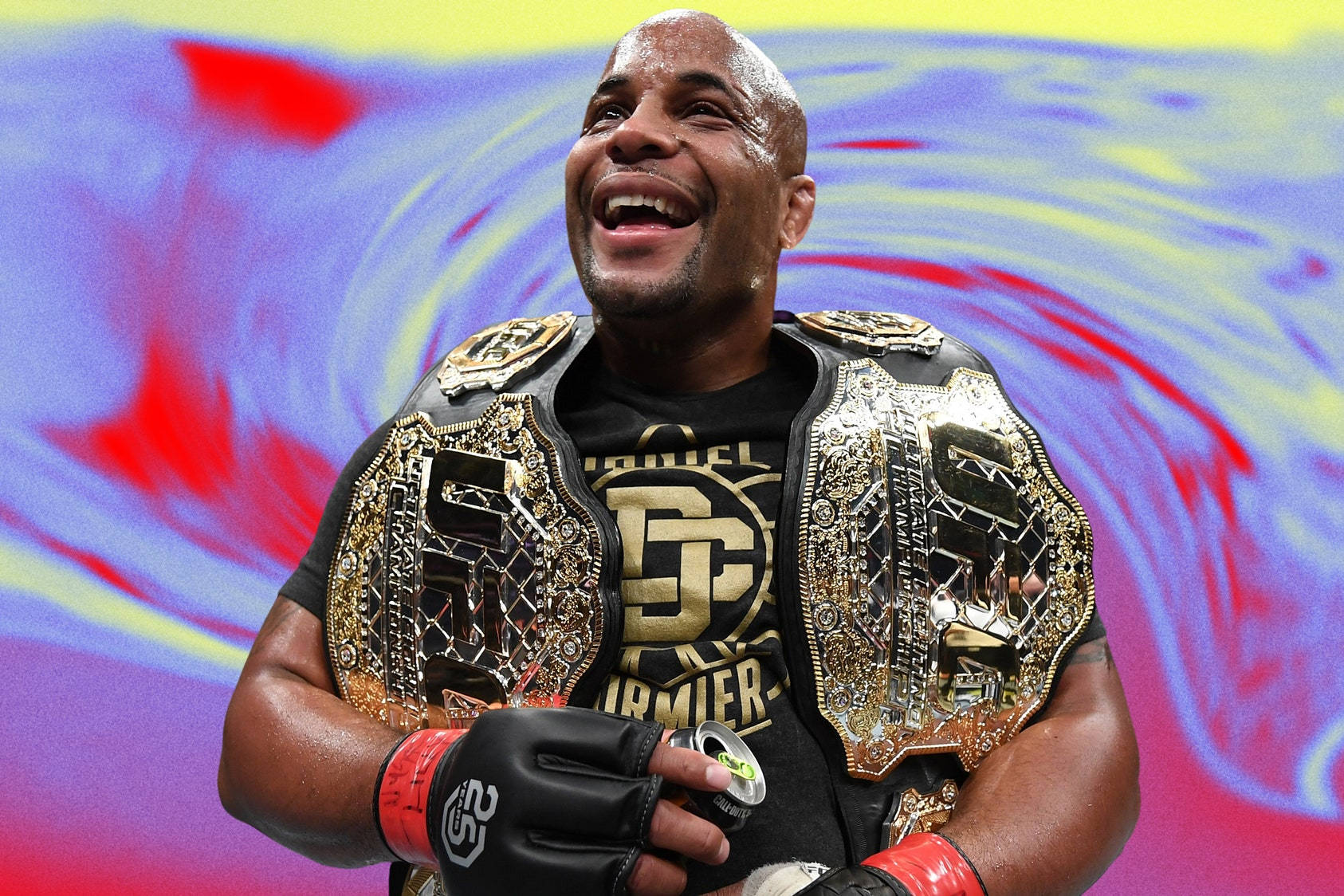 Daniel Cormier, championship belt, vibrant swirling background, HD Desktop Wallpaper