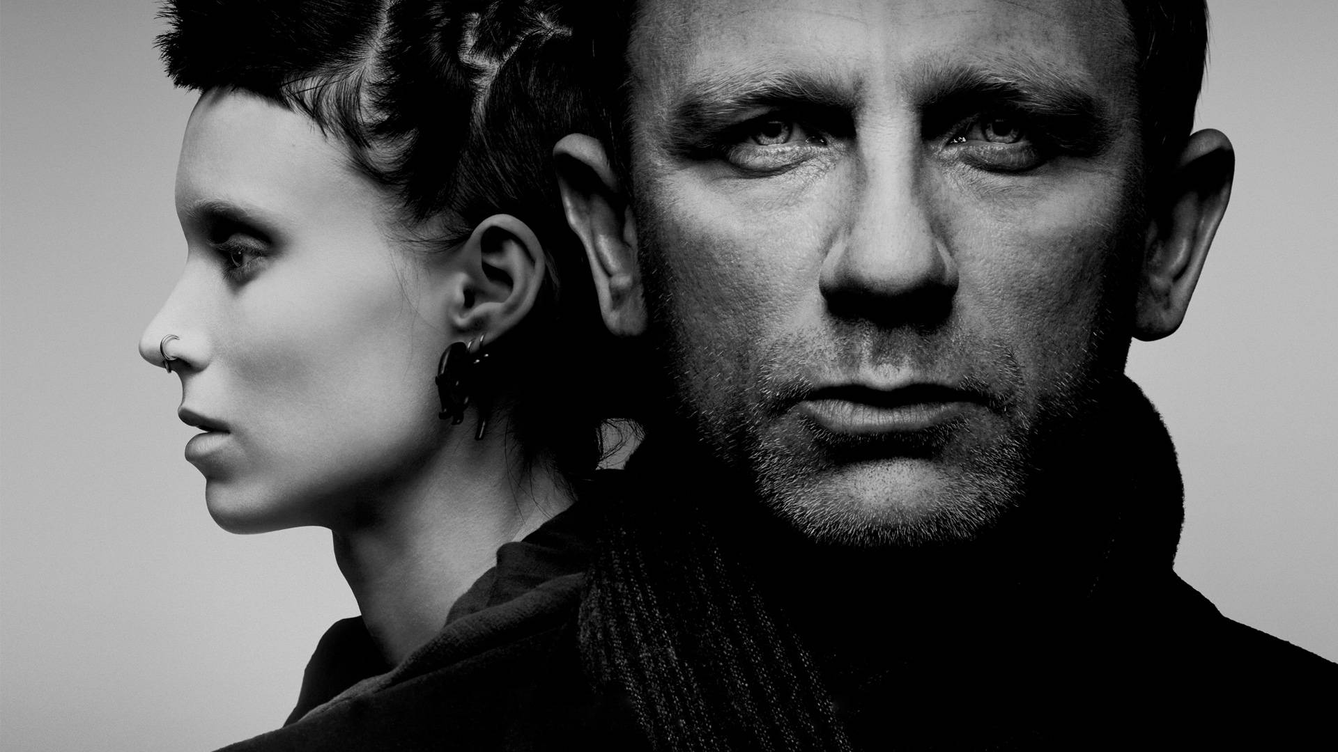 Daniel Craig, The Girl, black and white portrait, Full HD Desktop Wallpaper