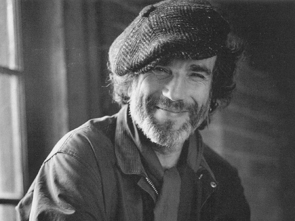 Daniel Day-Lewis, black and white portrait, beard, SD Desktop Wallpaper