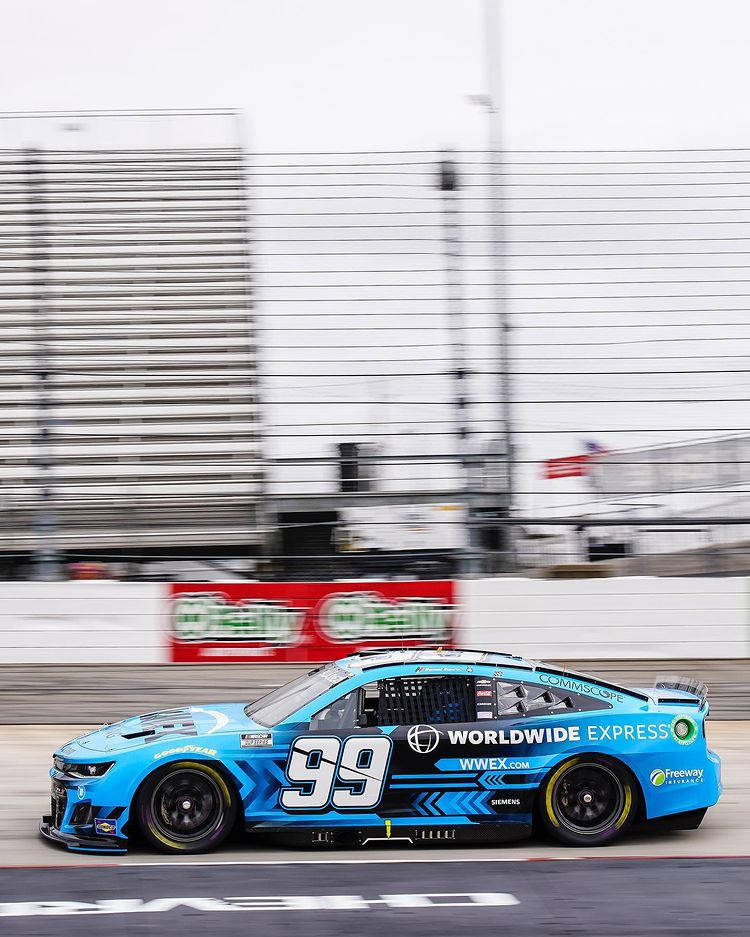 Daniel Suarez, number 99, vibrant blue race car, SD Phone Wallpaper