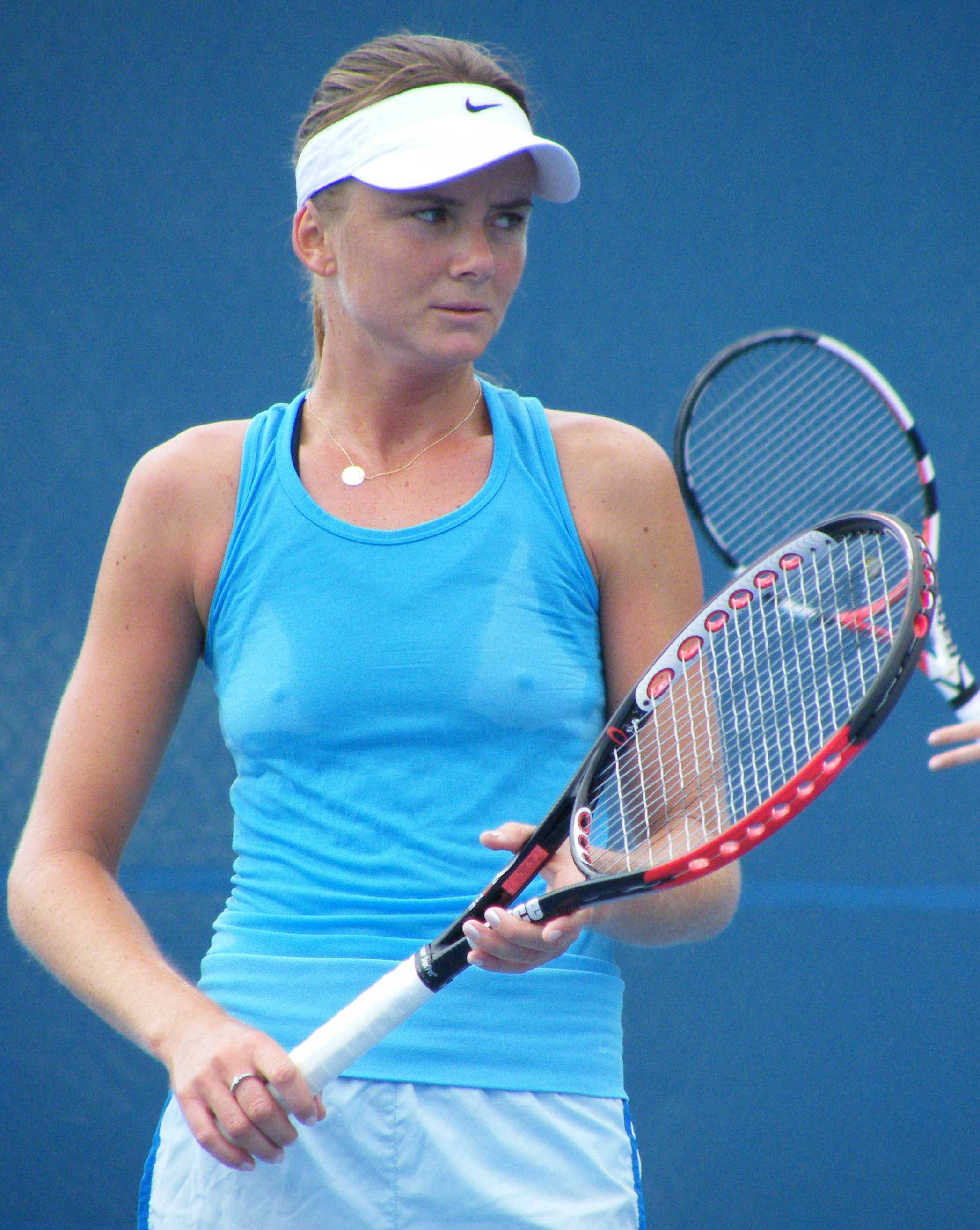 Daniela Hantuchova, blue tank top, white visor, 2K Phone Wallpaper