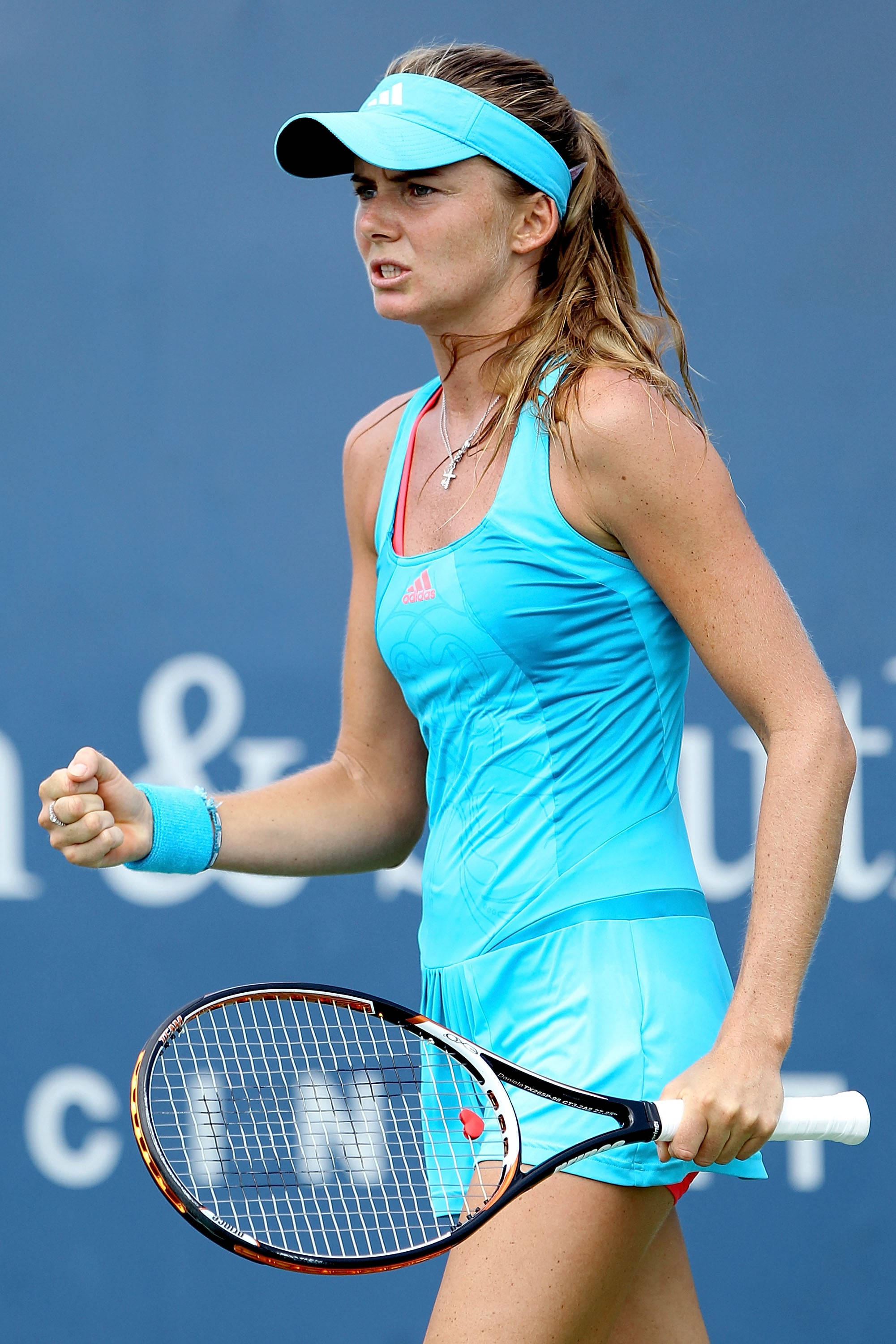 Daniela Hantuchova, aquamarine outfit, bright blue outfit, 2K Phone Wallpaper