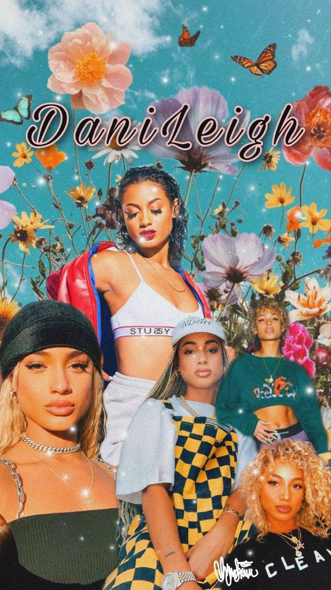 Danileigh, starry teal sky, oversized flowers, SD Phone Wallpaper