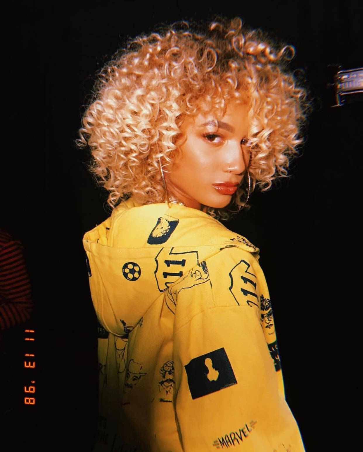 Danileigh, yellow jacket, curly hair, HD Phone Wallpaper