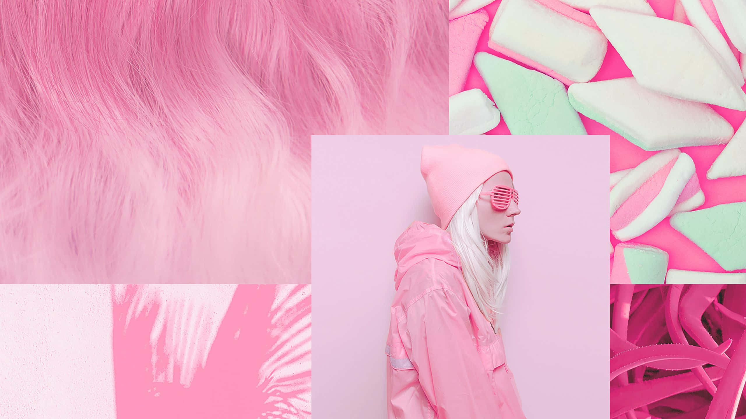 Danish Aesthetic, pink, collage, 2K Desktop Wallpaper