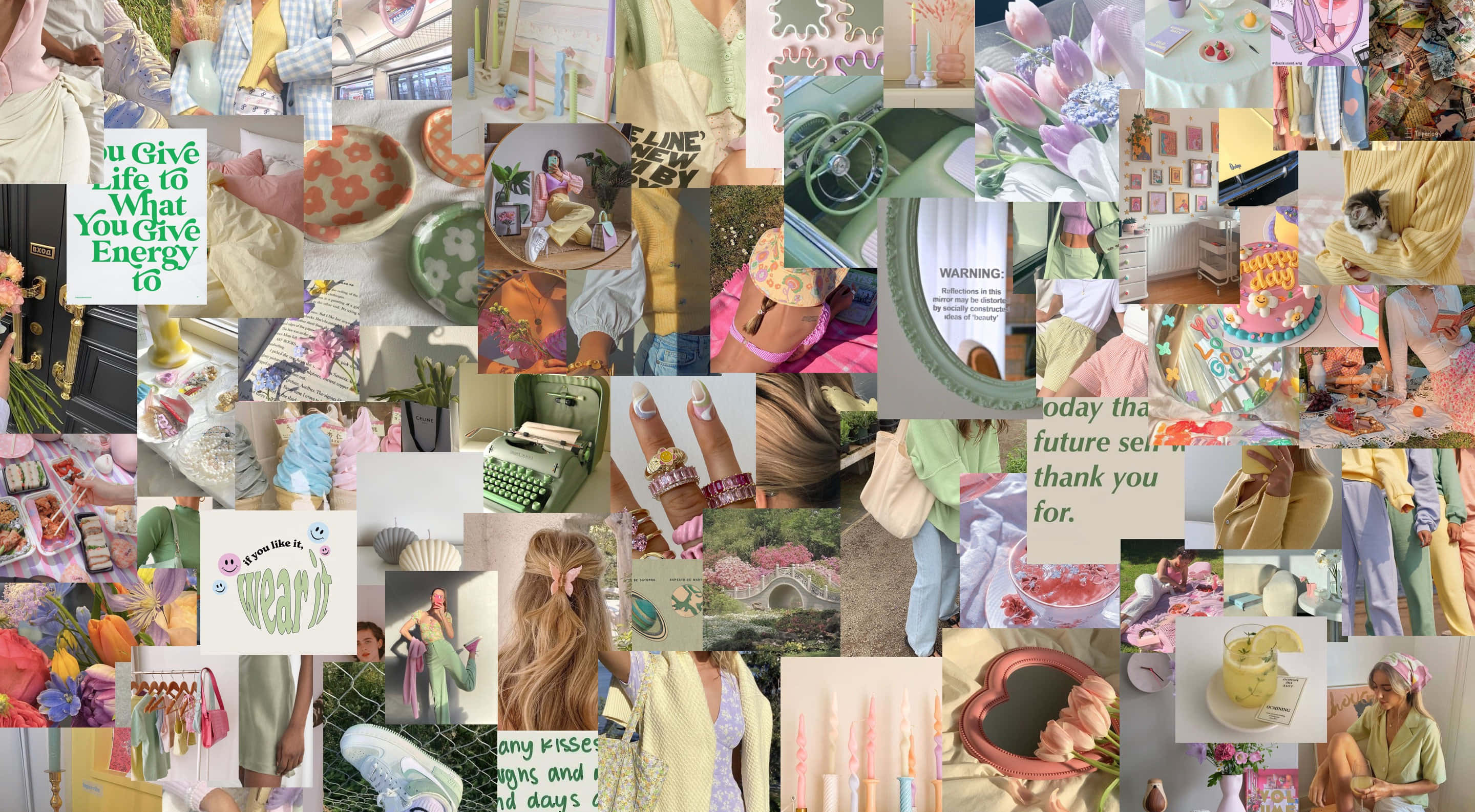 pastel-themed, flowers, cakes, 2K Desktop Wallpaper