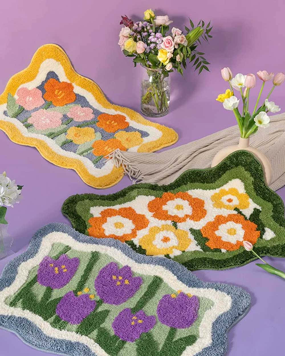 Danish Aesthetic, floral rug mats, tulip, SD Phone Wallpaper