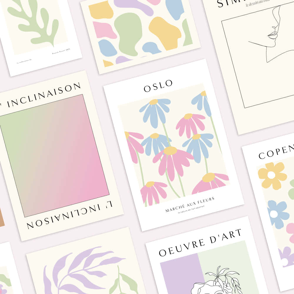 Danish Aesthetic, pastel-colored, minimalist art prints, SD Desktop Wallpaper