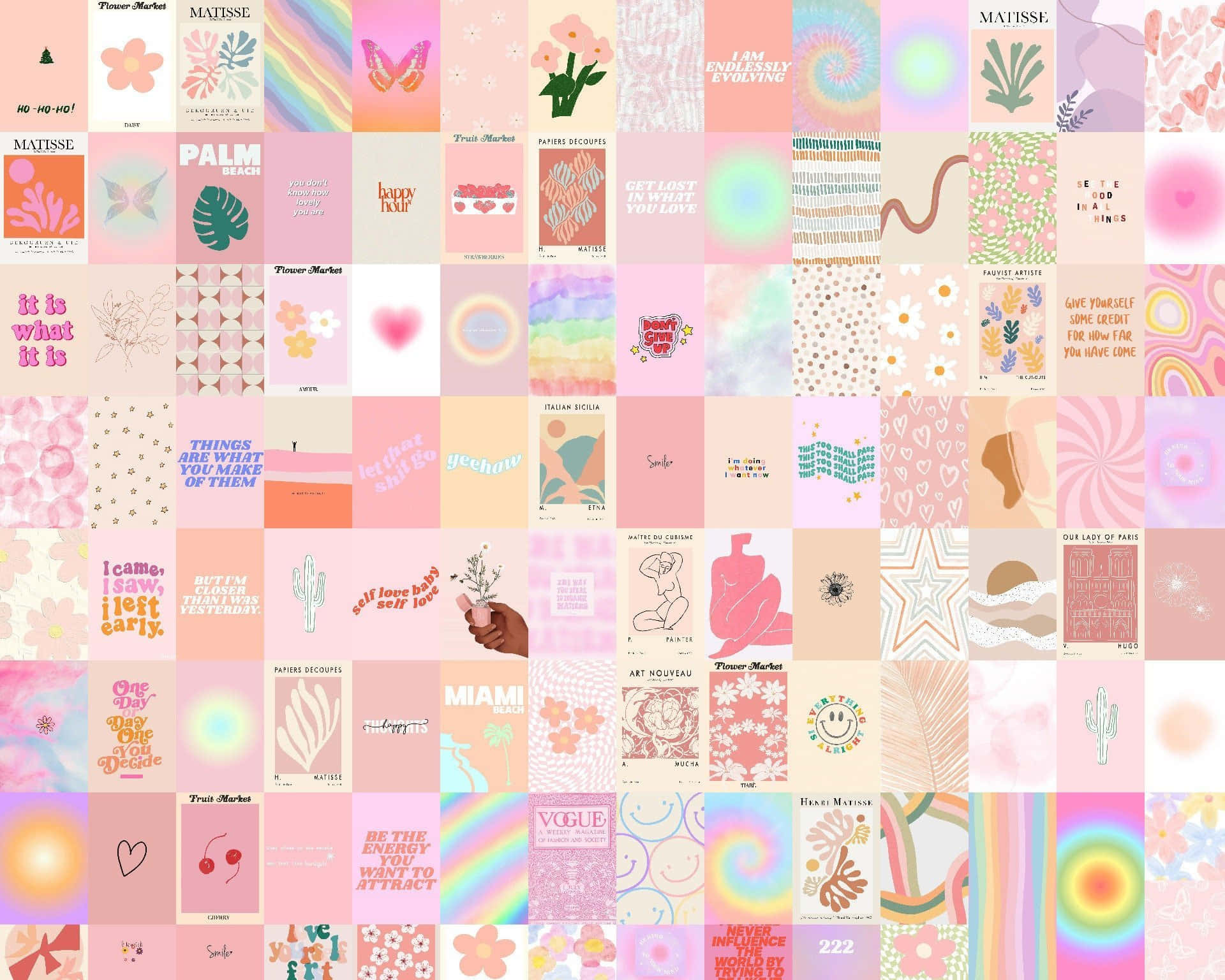 Danish Pastel, pastel collage, floral patterns, Full HD Desktop Wallpaper