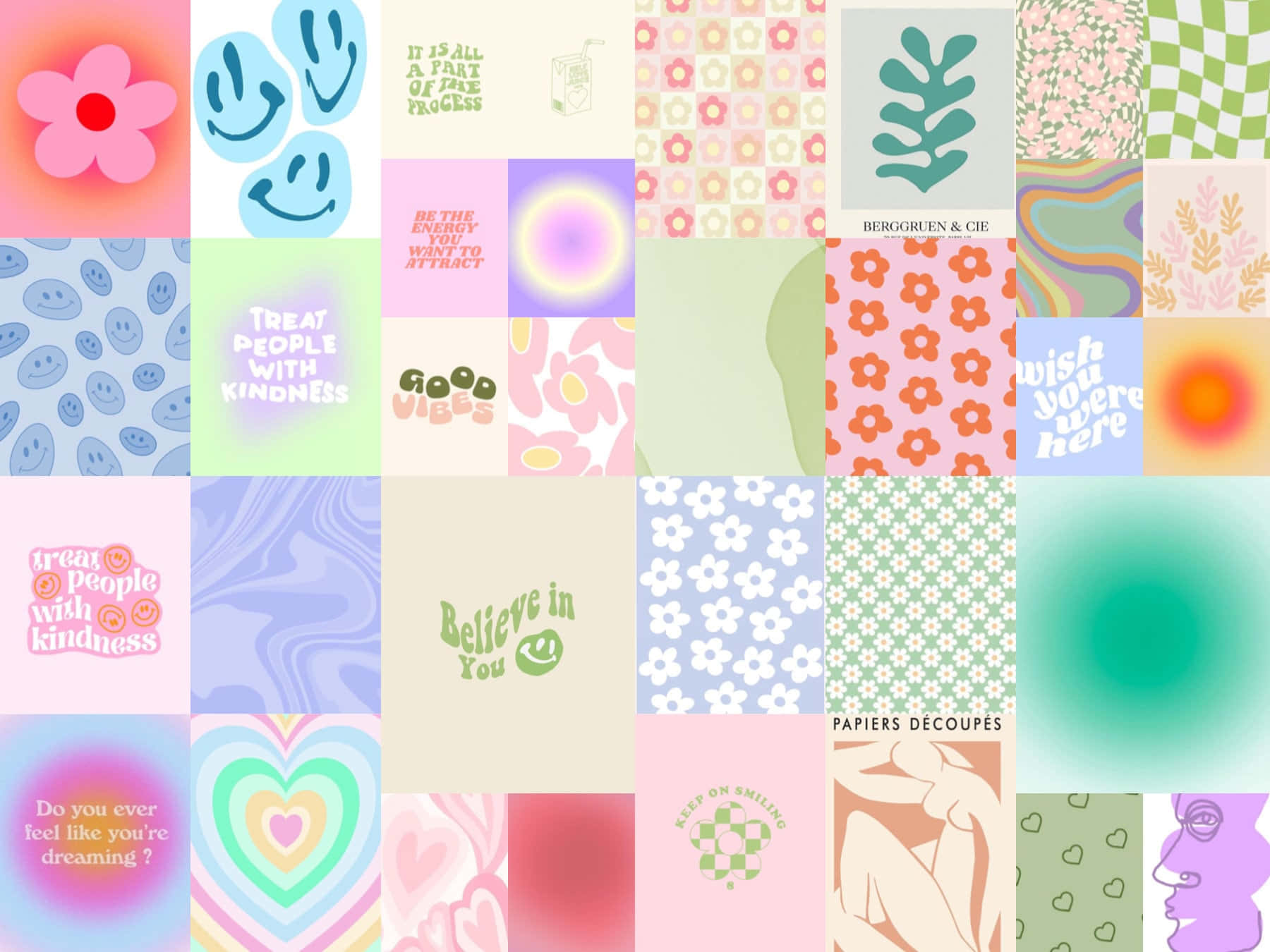 Danish Pastel, pastel patterned wallpaper tiles, smiley faces, HD Desktop Wallpaper