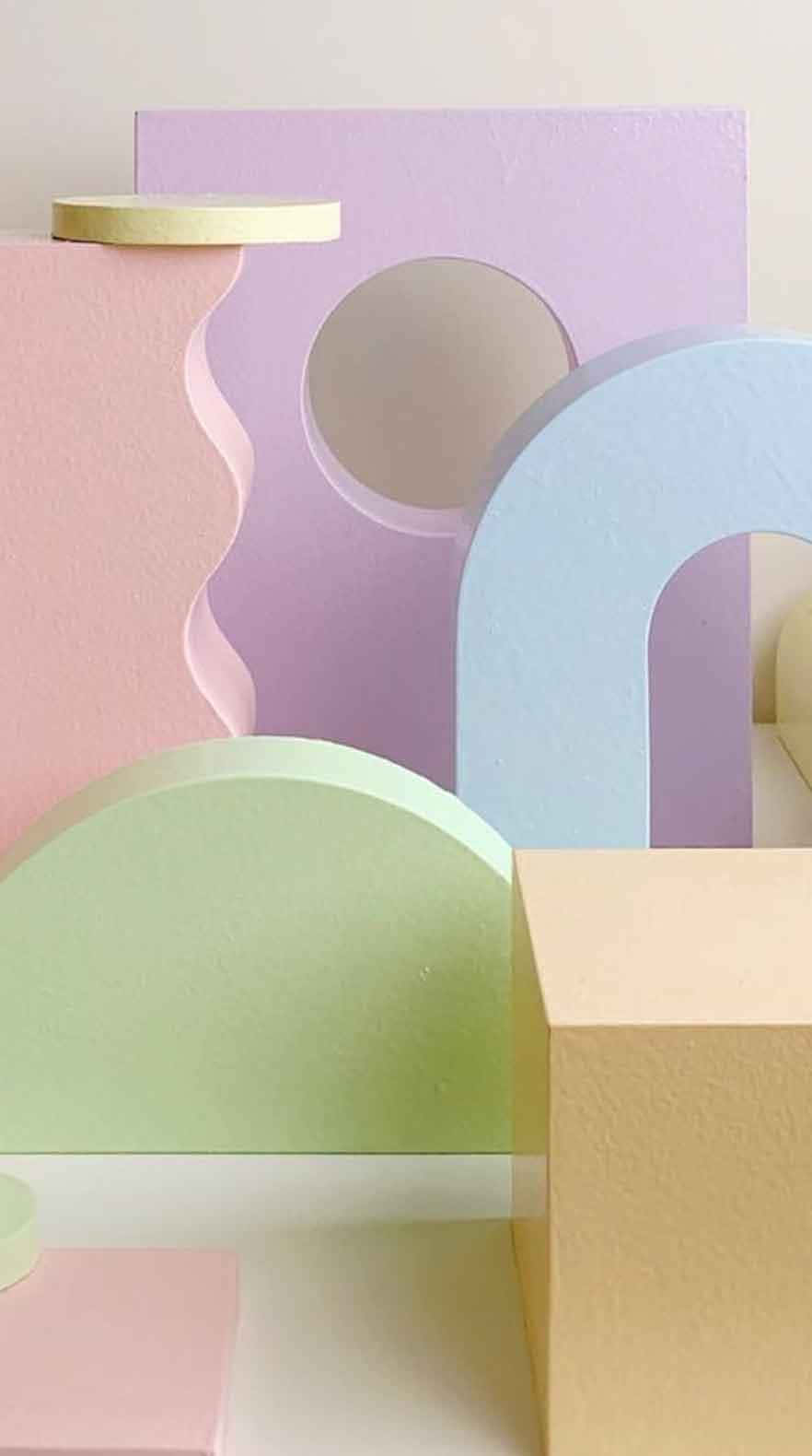 Danish Pastel, geometric shapes, soft curves, HD Phone Wallpaper
