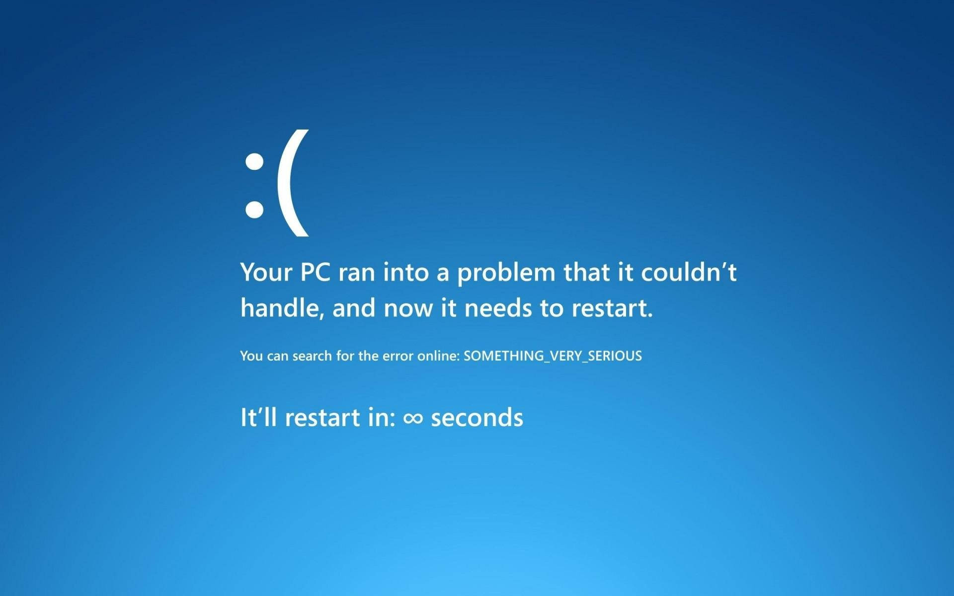 blue screen error message, sad face icon, PC needs to restart, Full HD Desktop Wallpaper