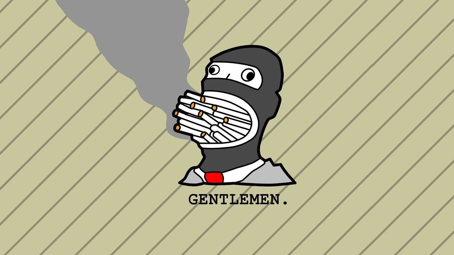cartoon ninja, balaclava, cigarettes, Full HD Desktop Wallpaper