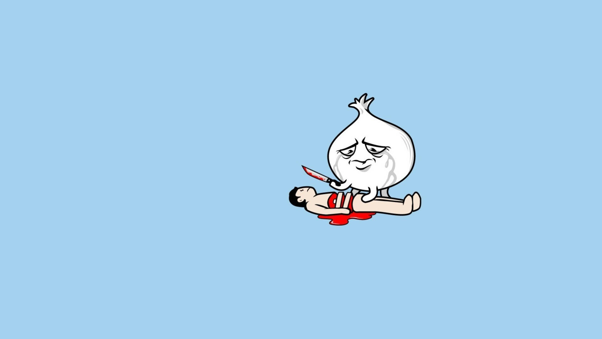 onion, sad face, knife, Full HD Desktop Wallpaper