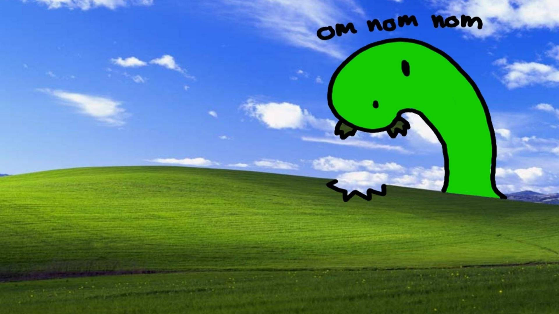 worm windows screen, dank meme, cartoon green dinosaur, Full HD Desktop Wallpaper