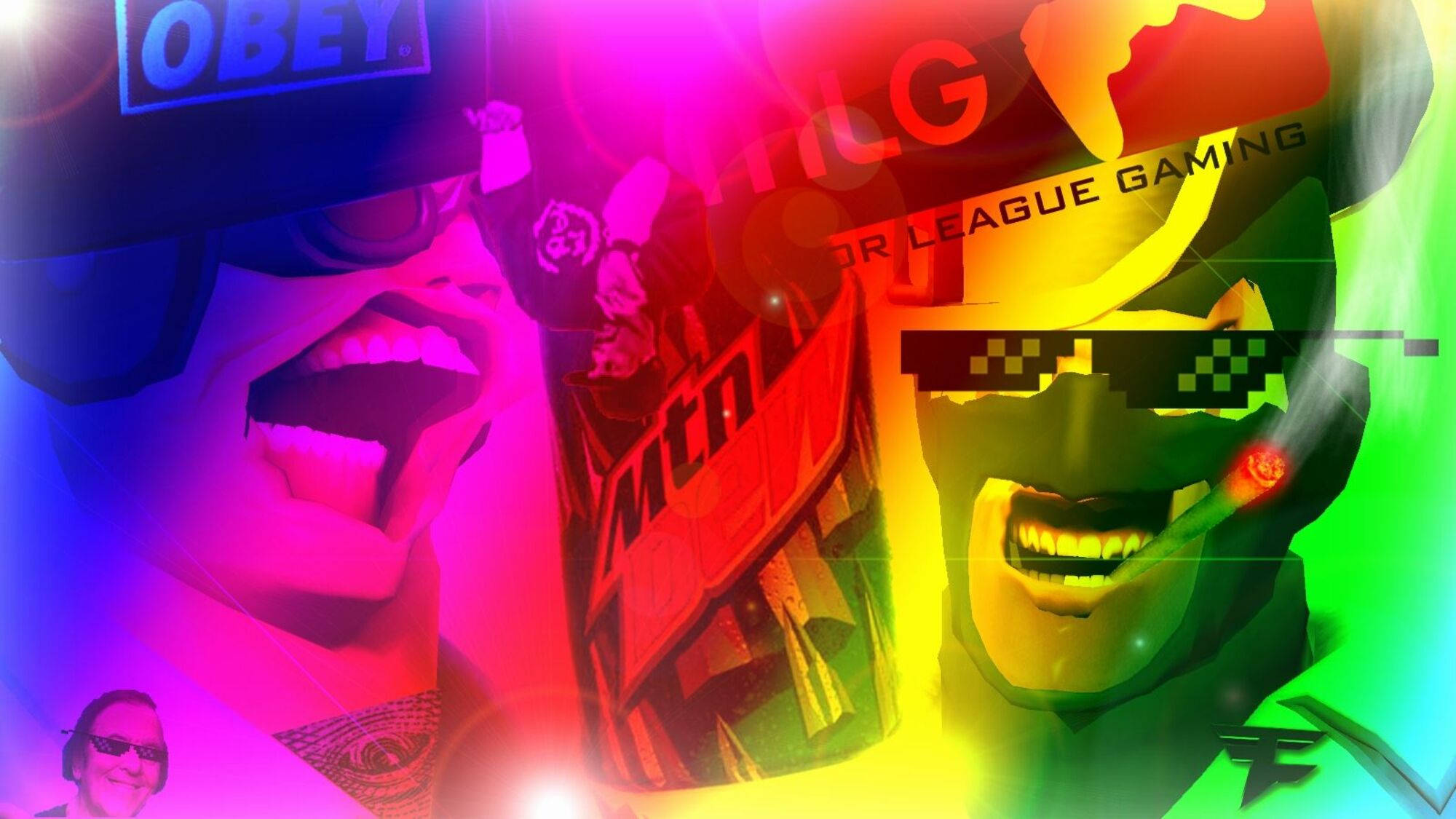 colorful trippy dank meme, neon colors, gaming faces, Full HD Desktop Wallpaper