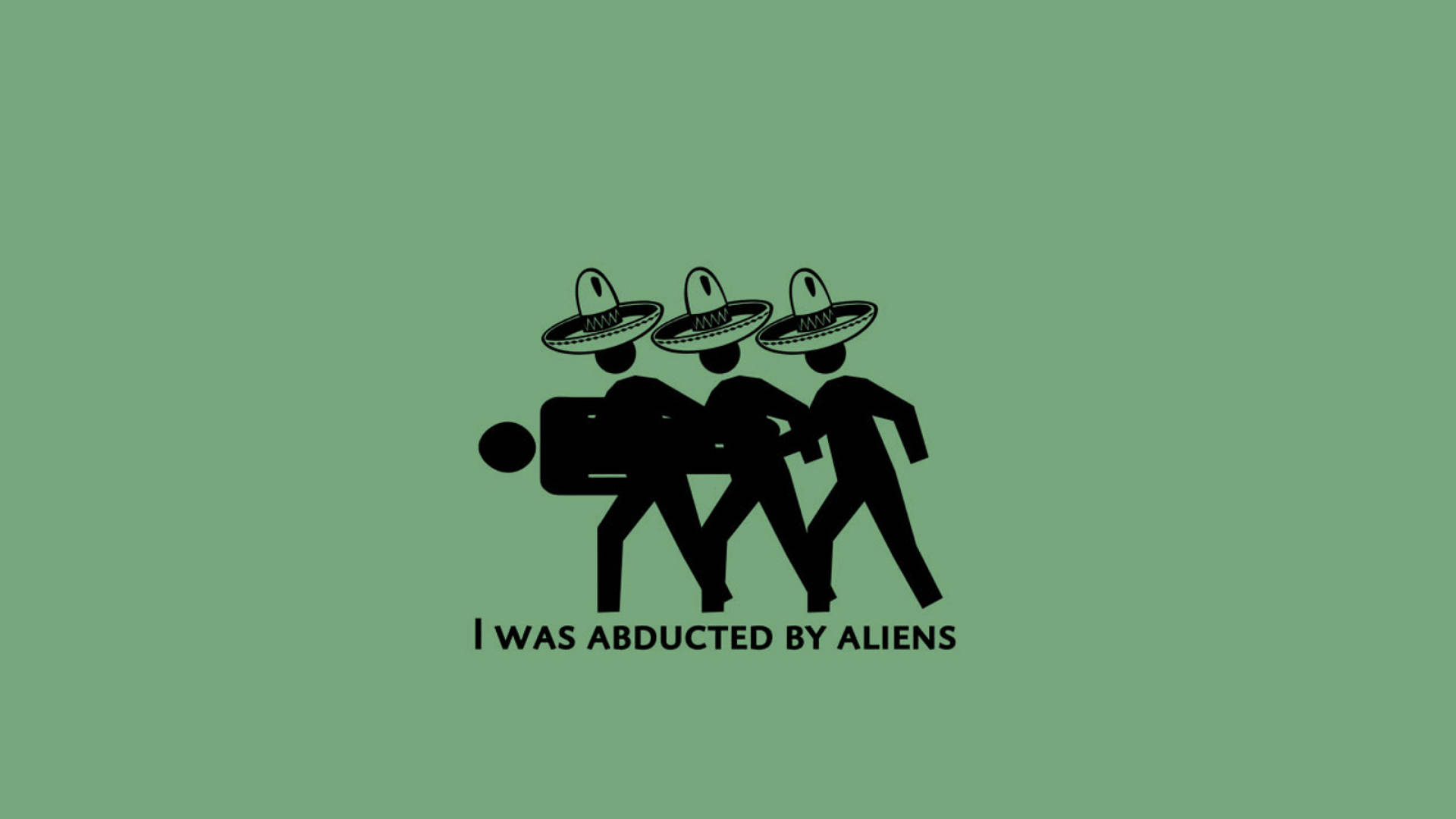 stick figures, sombreros, green background, Full HD Desktop Wallpaper