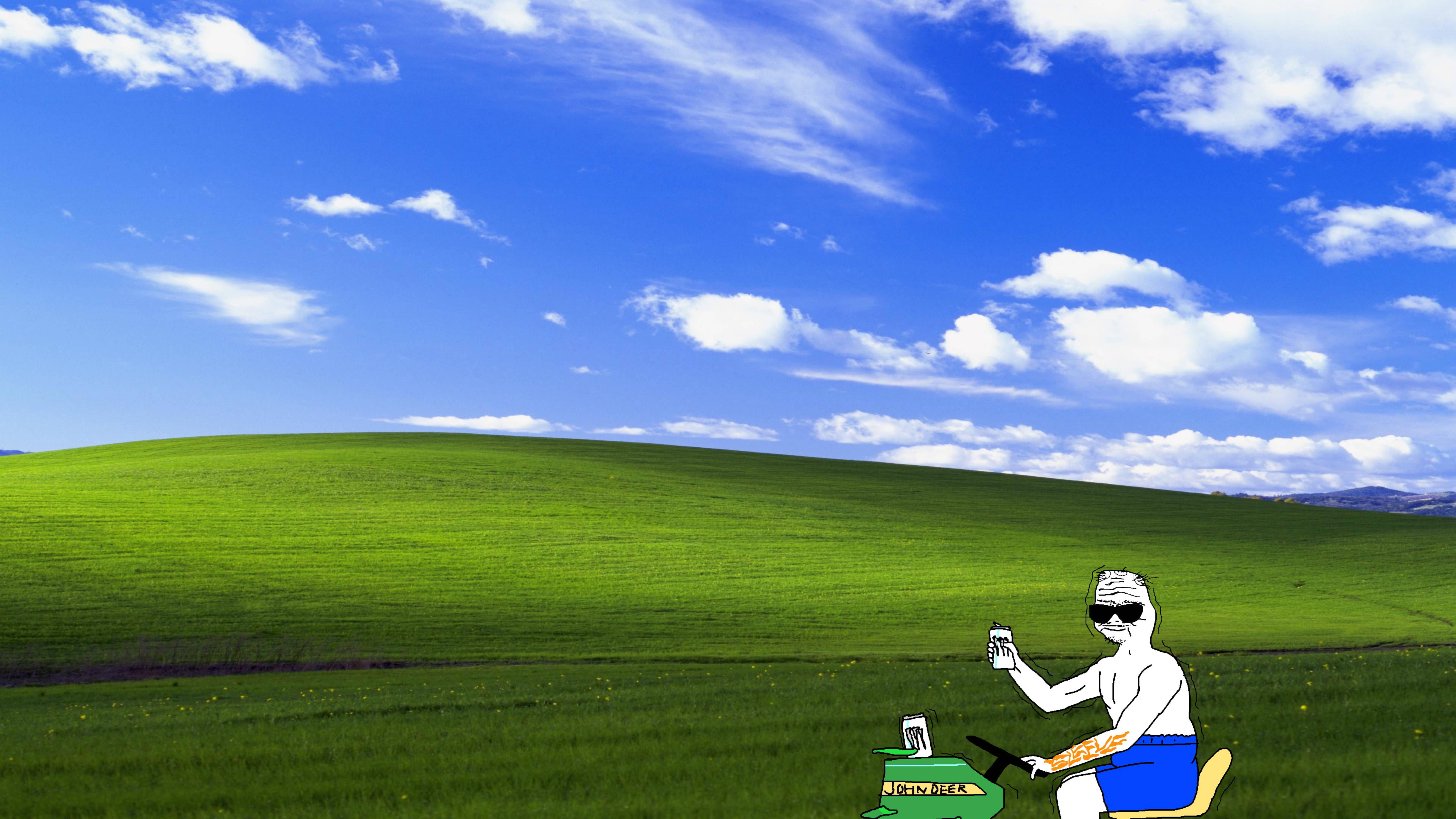 Window XP, dank meme, cartoon man, 8K Desktop Wallpaper