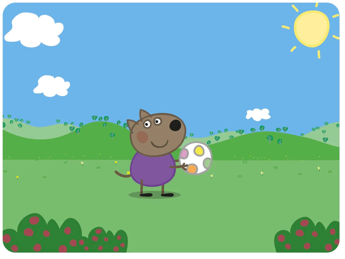 Danny Dog, purple shirt, colorful ball, SD Desktop Wallpaper
