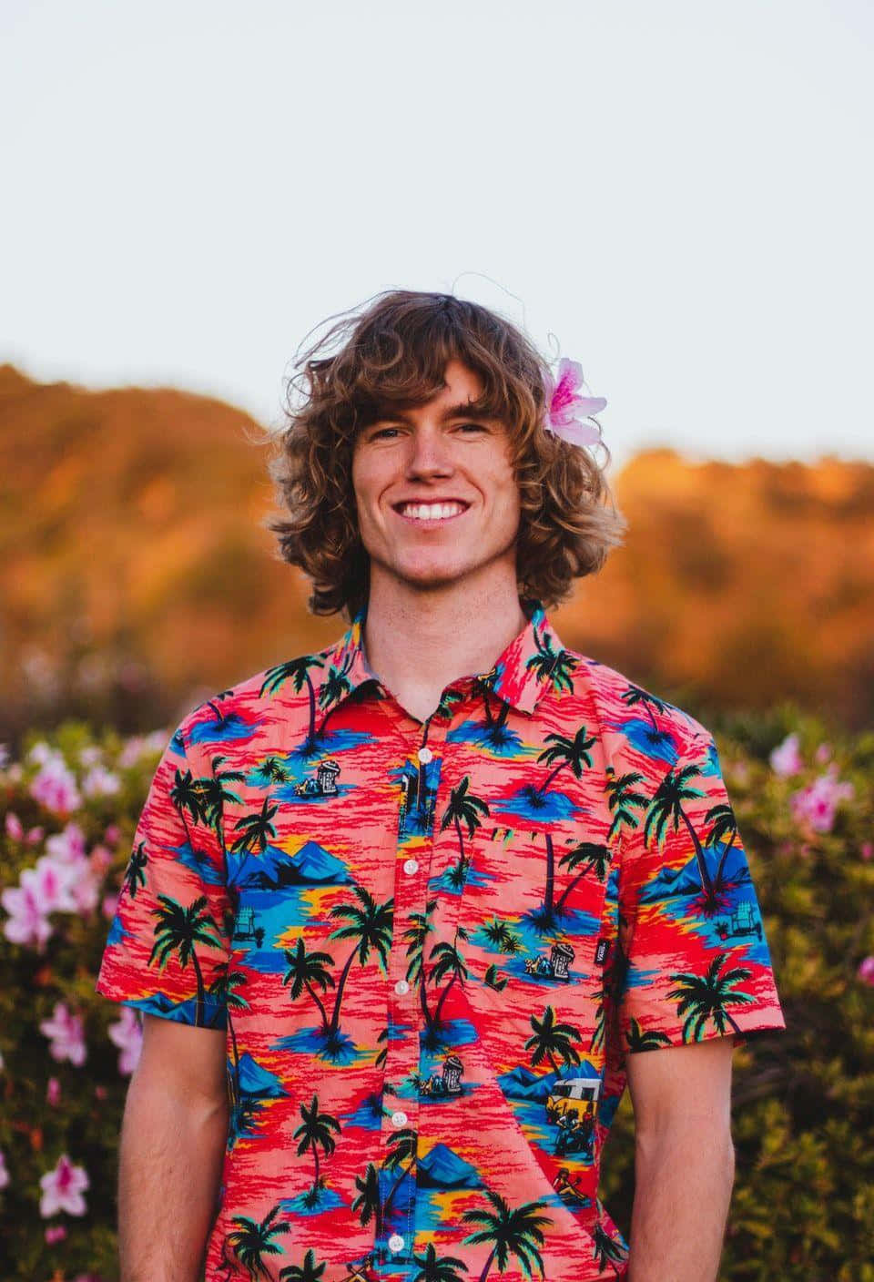 Danny Duncan, tropical shirt, pink flower, HD Phone Wallpaper