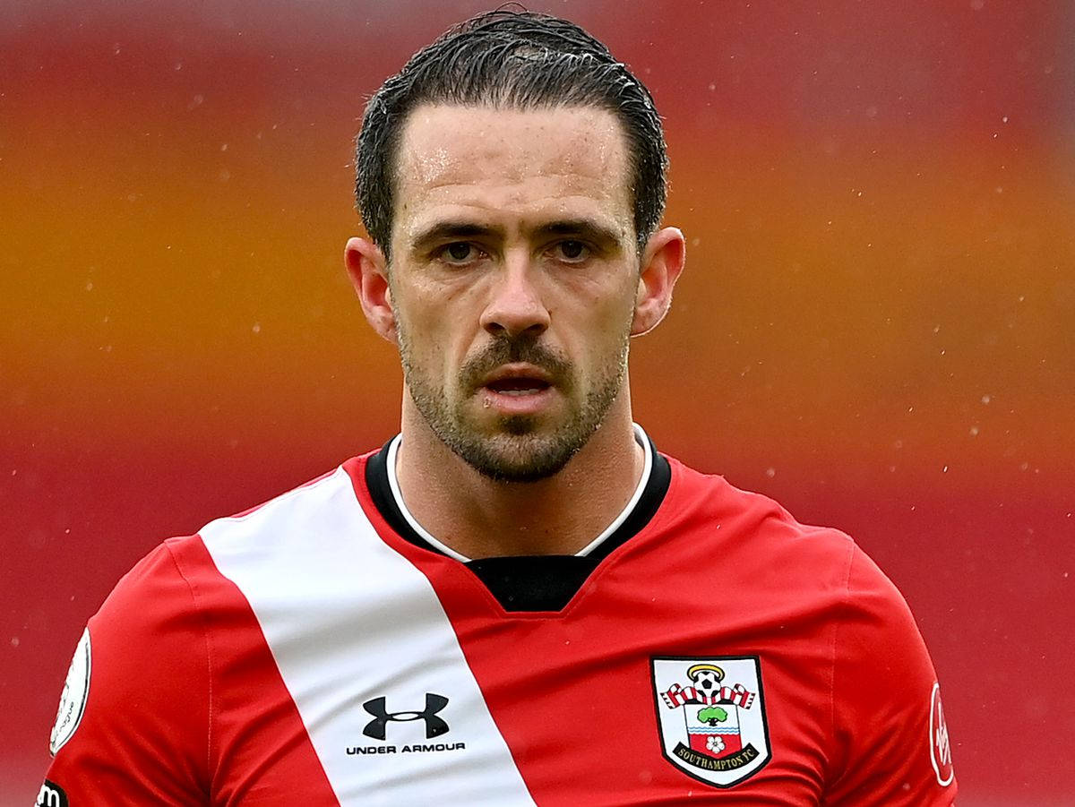 Danny Ings, red and white striped jersey, warm gradient background, SD Desktop Wallpaper